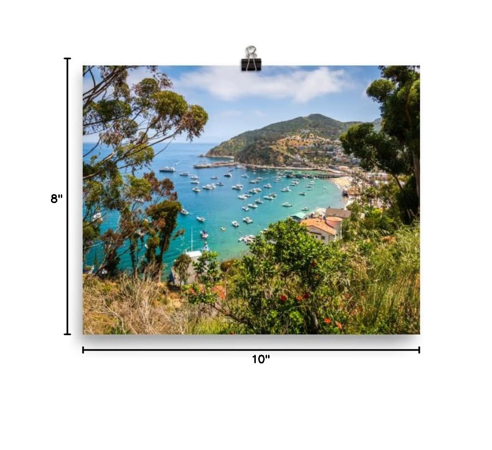 8x10 Inch Catalina Island Wall Art Poster - Unframed Photo Print of Avalon Bay, California | Perfect Gift for Women & Men | Home & Office Decor for Living Room, Bedroom | Coastal Wall Decor for Beach Houses & Vacation Homes