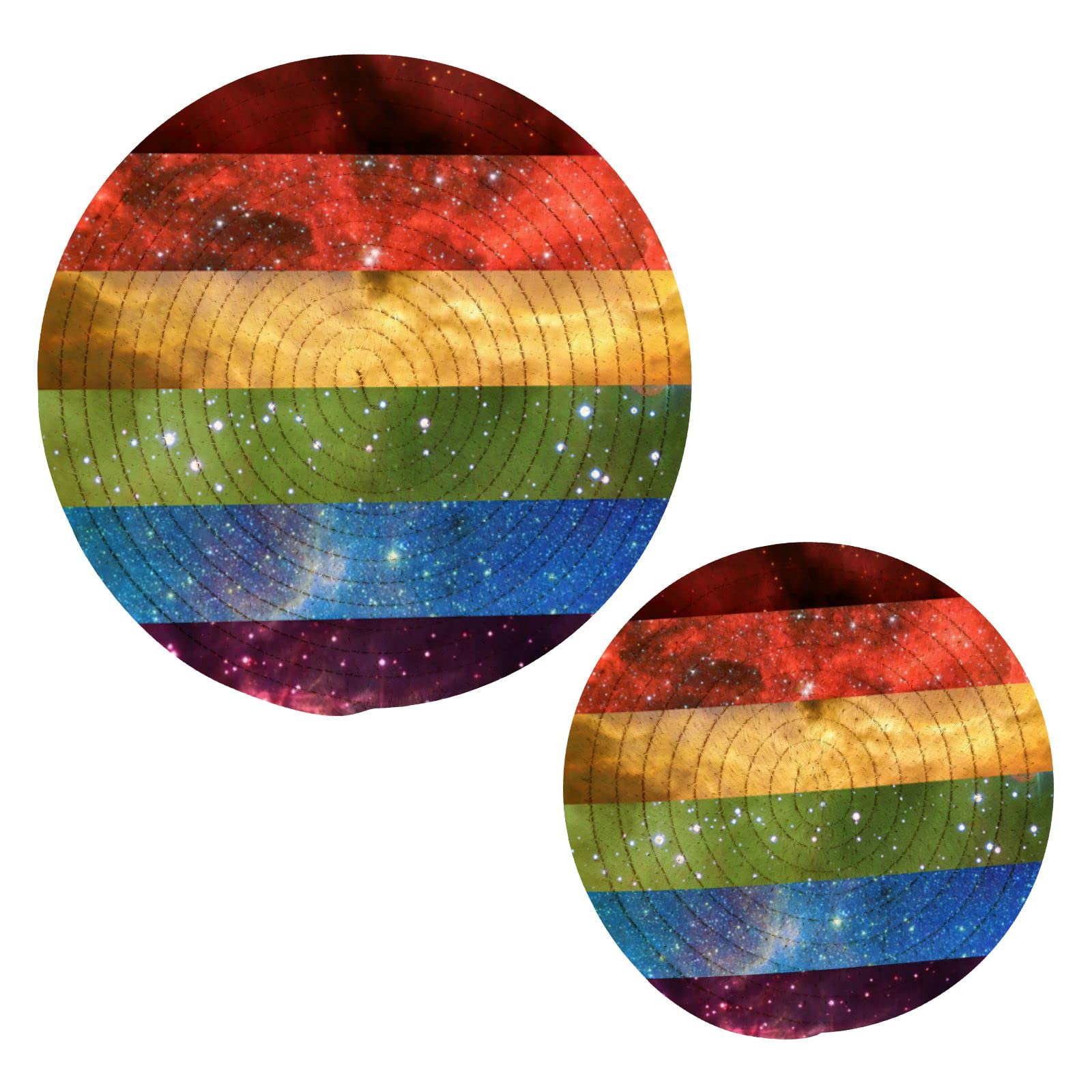 Gay Pride Pot Holders Set of 2 - Heat Resistant Cotton Round Trivets for Kitchen, Hot Pads for Hot Dishes, Teapots, and Baking Essentials - Perfect for LGBTQ+ Pride Celebrations and Everyday Cooking