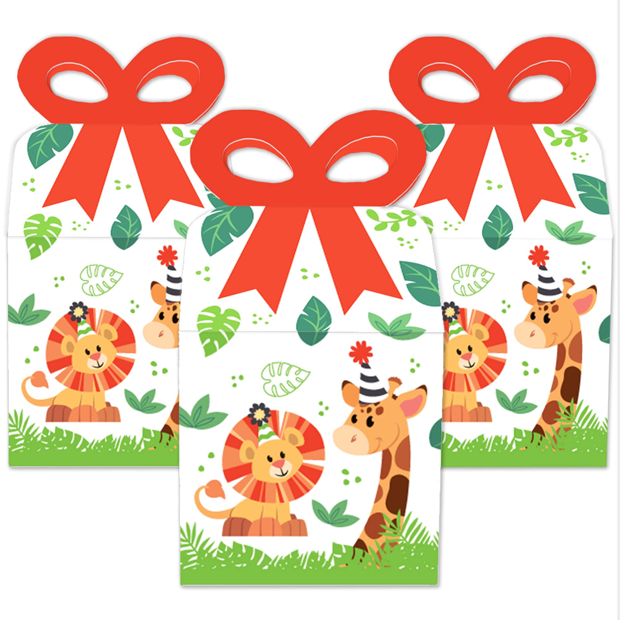 Jungle Party Animal Favor Boxes - Set of 12 for Safari Birthday & Baby Shower