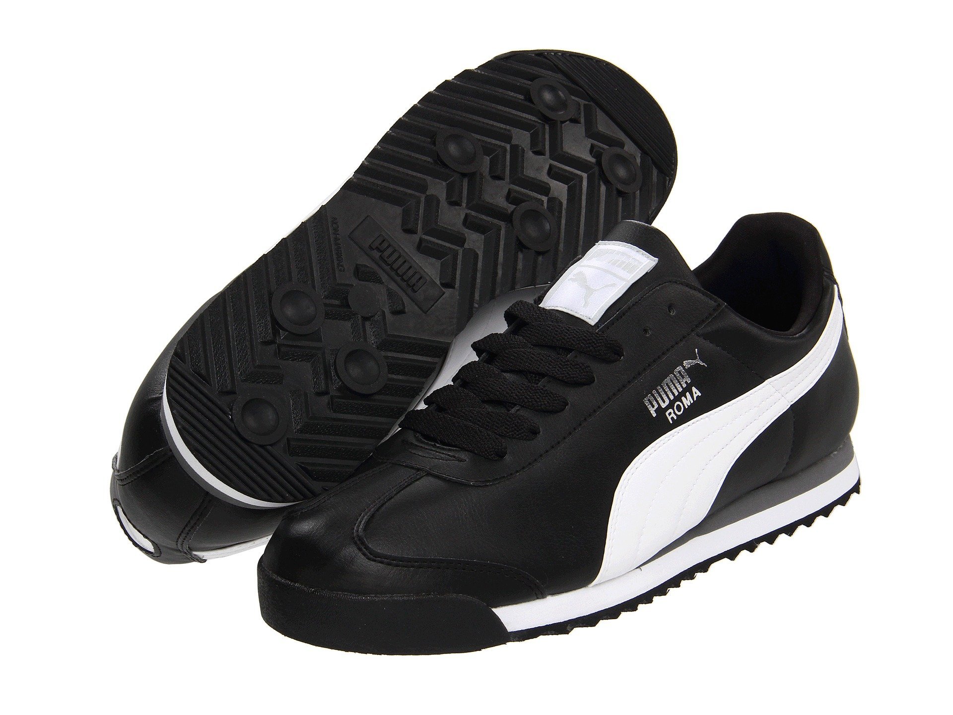 PUMA Men's Roma Basic Sneakers - Black/White/Silver - Size 10 | Casual Athletic Shoes for Running, Walking & Everyday Wear