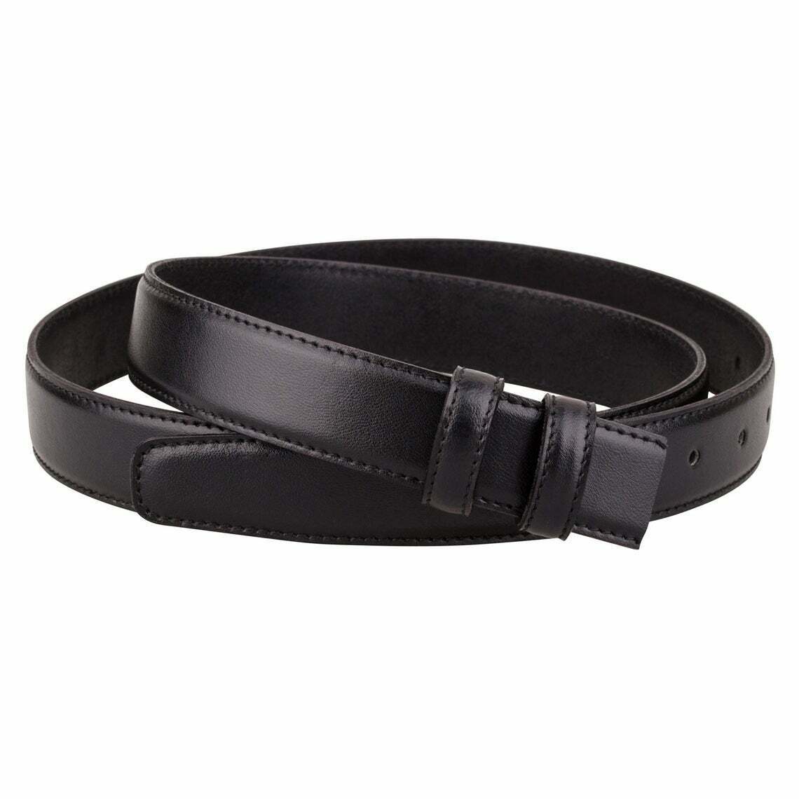 30mm Black Leather Belt Strap Replacement for Ferragamo Buckles - Men's Dress Belt for Formal Wear & Business Attire