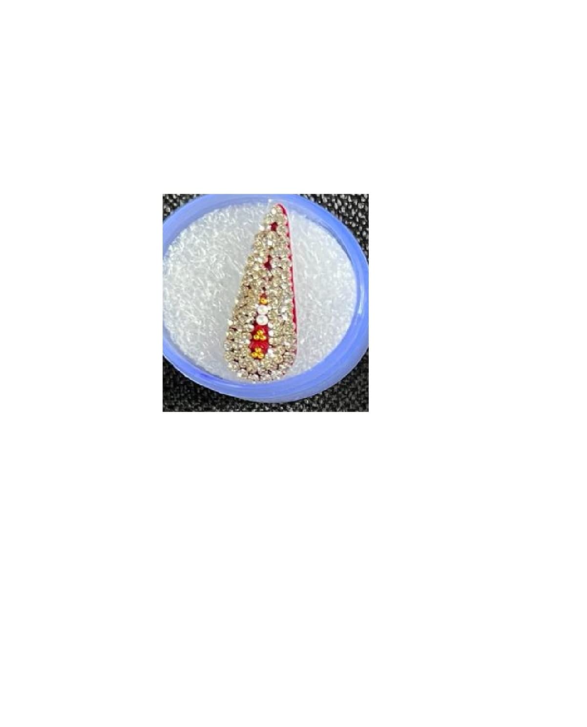 OJ Dulha Tikka Long Groom Bindi - Rajasthani Traditional Wedding Jewelry with Diamond & Rice Studs - 1 Line Stone Stud Marvadi Bindiya for Bridal Shagun Ceremony - Size Pack of 1 Tilak - Perfect for Indian Weddings, Festivals & Cultural Events