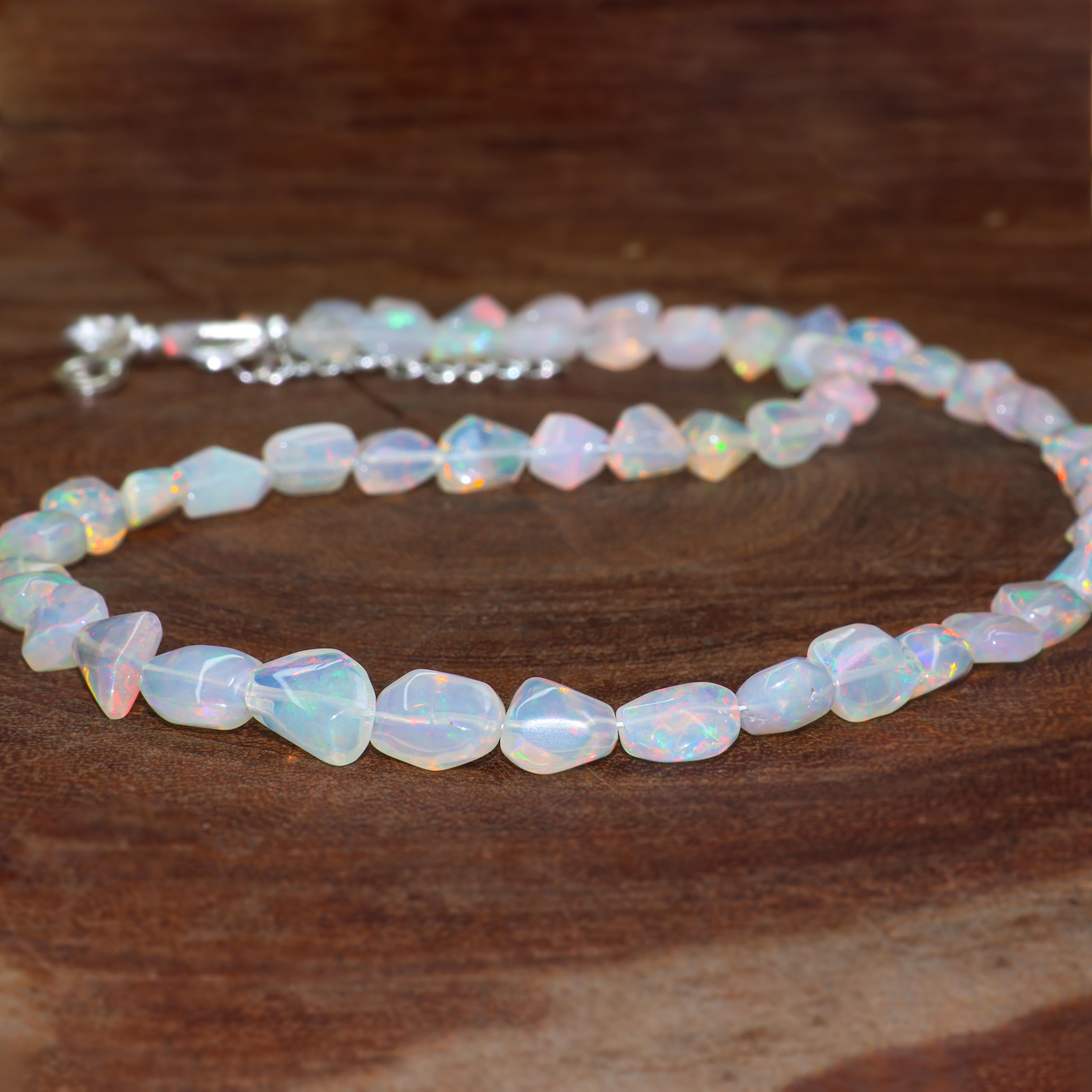 White Opal Tumble Necklace – Elegant Gemstone Jewelry for Women | Perfect for Everyday Wear, Gifts & Special Occasions