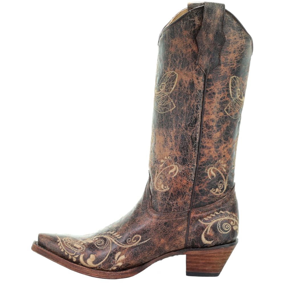 Women's Embroidered Corral Boots - Snip Toe Knee High Casual Boots with 2-3