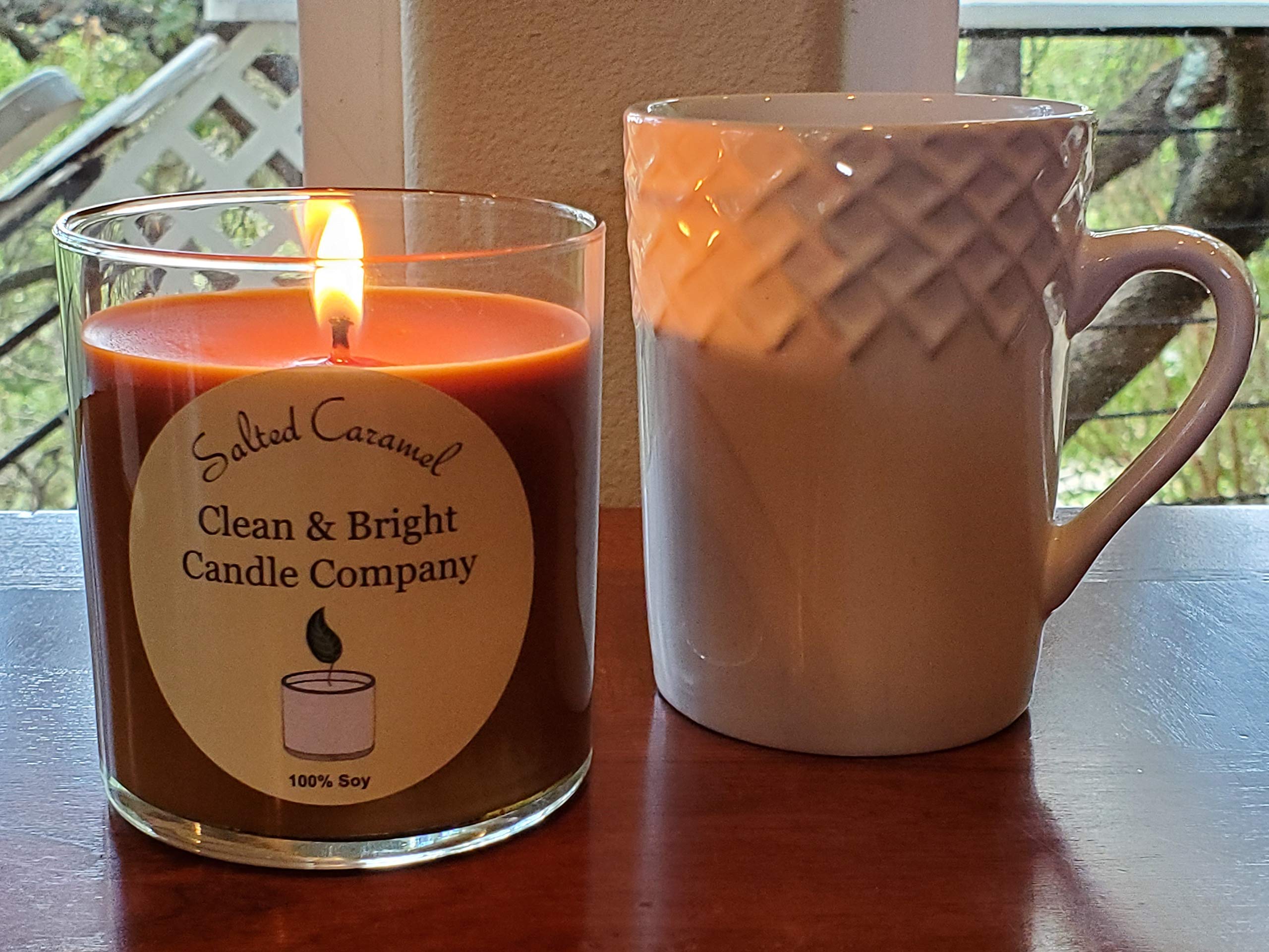 Salted Caramel Soy Wax Candle in Glass Jar - Handmade Home Decor for Fall, Autumn & Thanksgiving | Perfect for Cozy Evenings, Gift Giving & Seasonal Aromatherapy