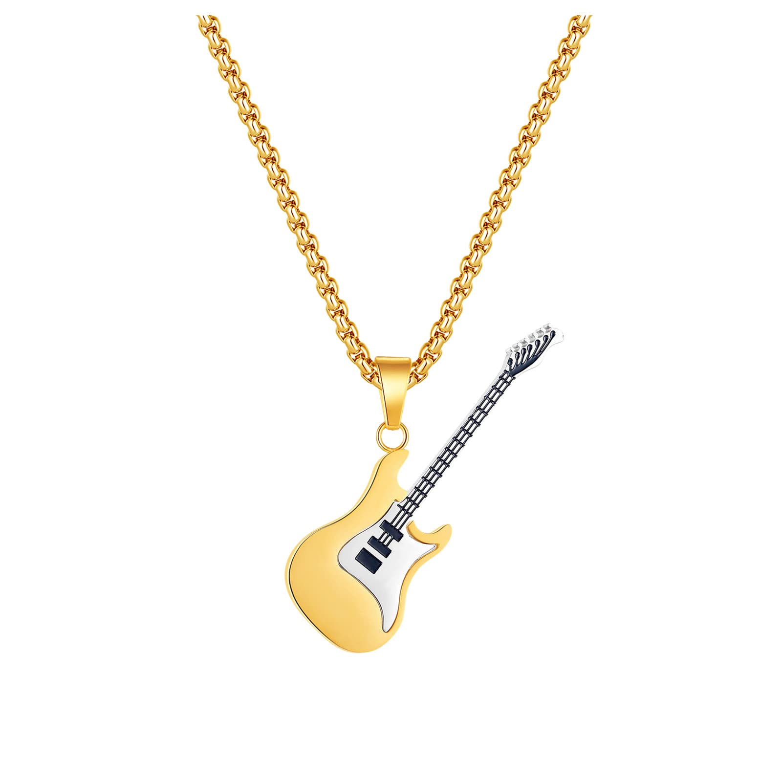 Personalized Stainless Steel Guitar Pendant Necklace for Women & Couples - Unique Music Lover Gift - Perfect for Anniversaries, Birthdays & Romantic Occasions