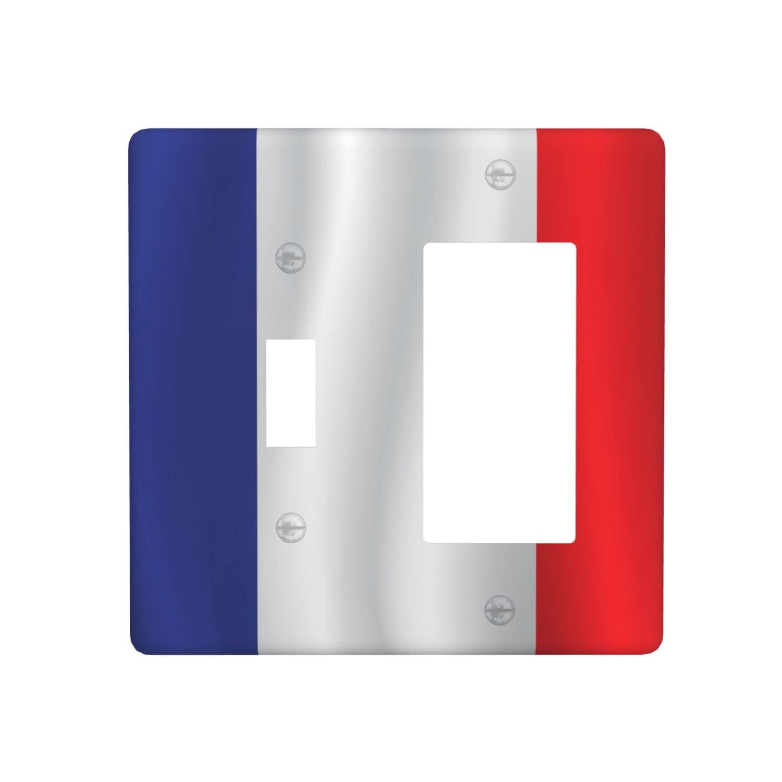 1 Toggle 1 Decorator France Flag Switch Plate Cover - Vintage Blue White Red Wall Outlet Cover - Decorative European Kitchen Light Switch Plate for Home, Cafe & Restaurant Decor