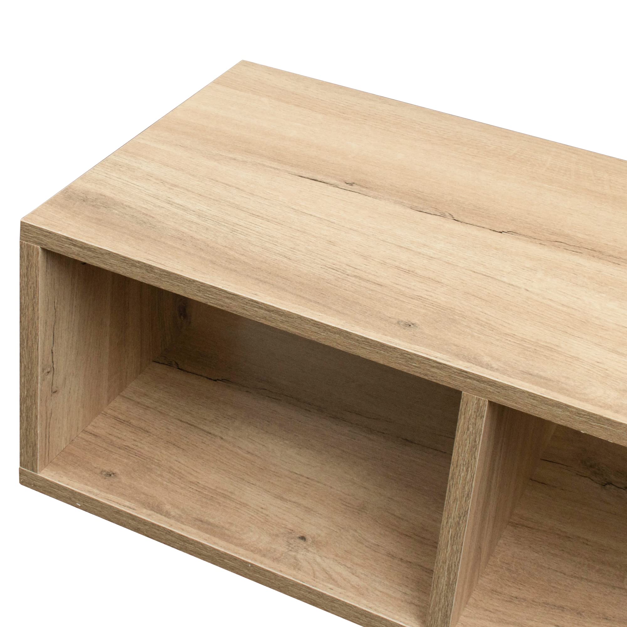 Modern Rustic Oak TV Stand with Storage Shelf - Entertainment Center & Media Console for Living Room - Perfect for TVs, Gaming Consoles, and Home Decor Organization