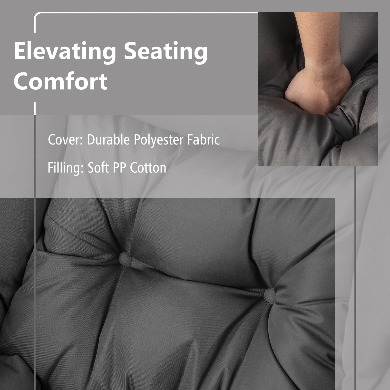 Giantex Oversized Lazy Chair with Ottoman - Gray Upholstered Lounge Armchair with Foldable Footrest & Side Pocket - Perfect for Living Room, Bedroom, Office & Small Space Relaxation