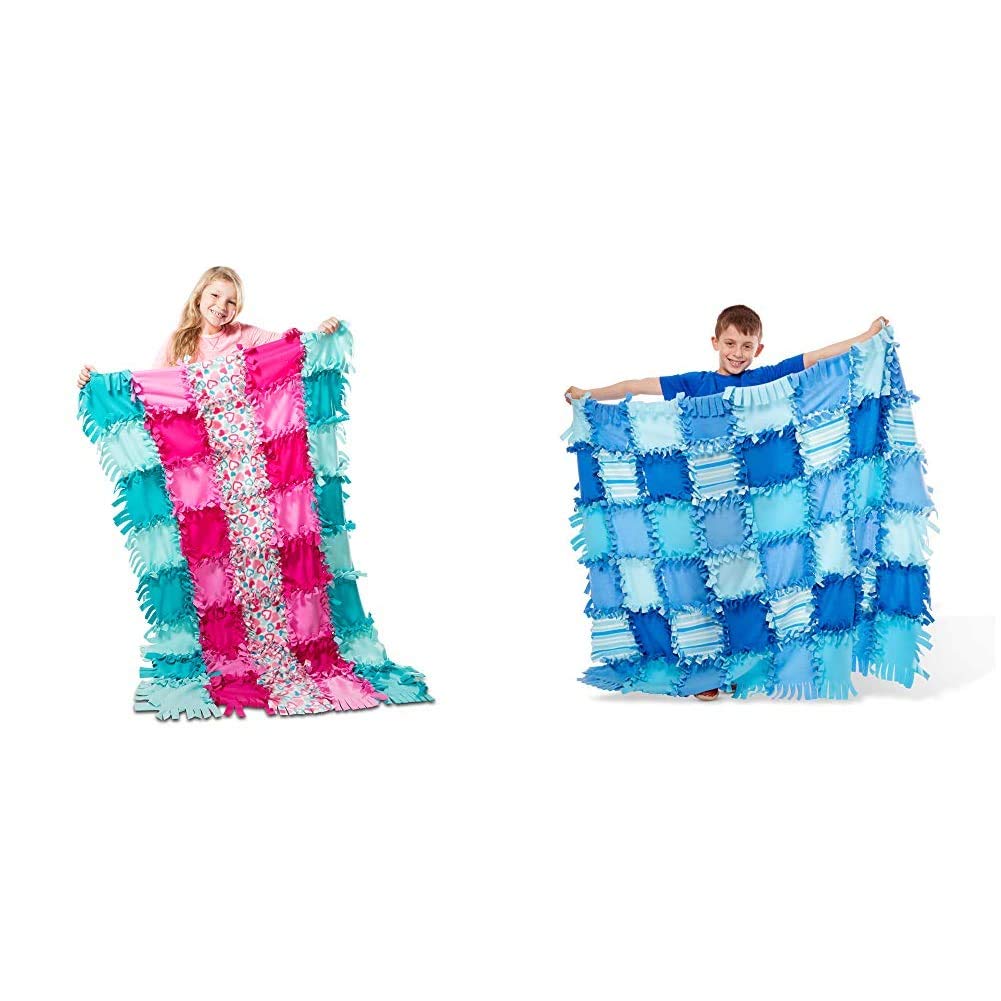 Melissa & Doug No-Sew Heart Fleece Blanket Craft Kit - DIY Fleece Quilt with Striped Design for Kids & Adults - Perfect for Gift Giving, Home Decor, and Cozy Bedtime Comfort