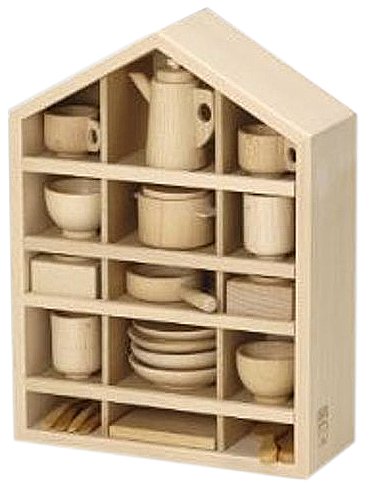 KAWAIGAKKISEISAKUSHO Playing House Set 8021-4 - Wooden Pretend Play Toy for Kids, Perfect for Role-Playing & Early Childhood Development (Great for Home, Preschool & Playroom Activities)