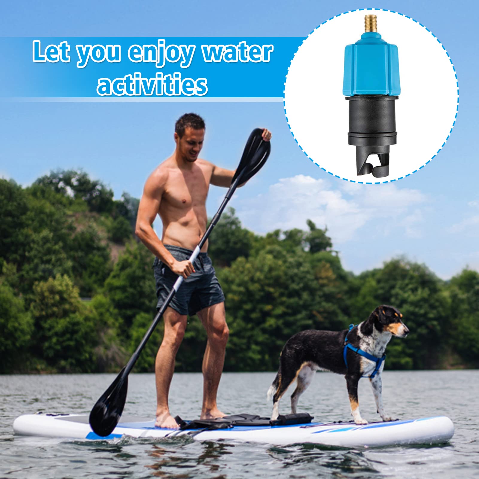 Inflatable SUP Pump Valve Adapter Set - Universal Air Valve Adapter & Nozzle Converter for Kayak, Surfboard, Inflatable Mattress | Perfect for Water Sports, Camping & Beach Activities