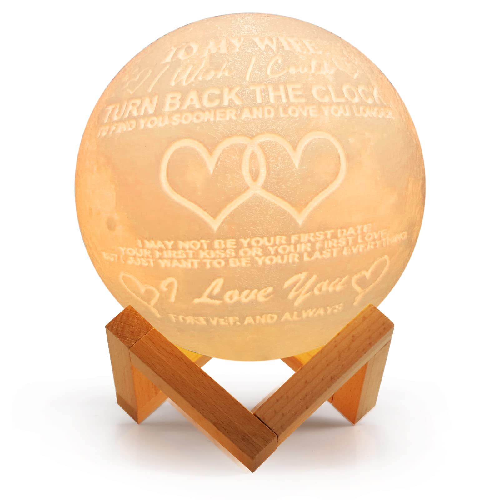 3D Moon Lamp - Romantic Night Light for Wife, Anniversary, Valentine's Day, Birthday & Christmas Gifts | Perfect for Bedroom Decor, Nursery Nightlight & Relaxing Ambiance