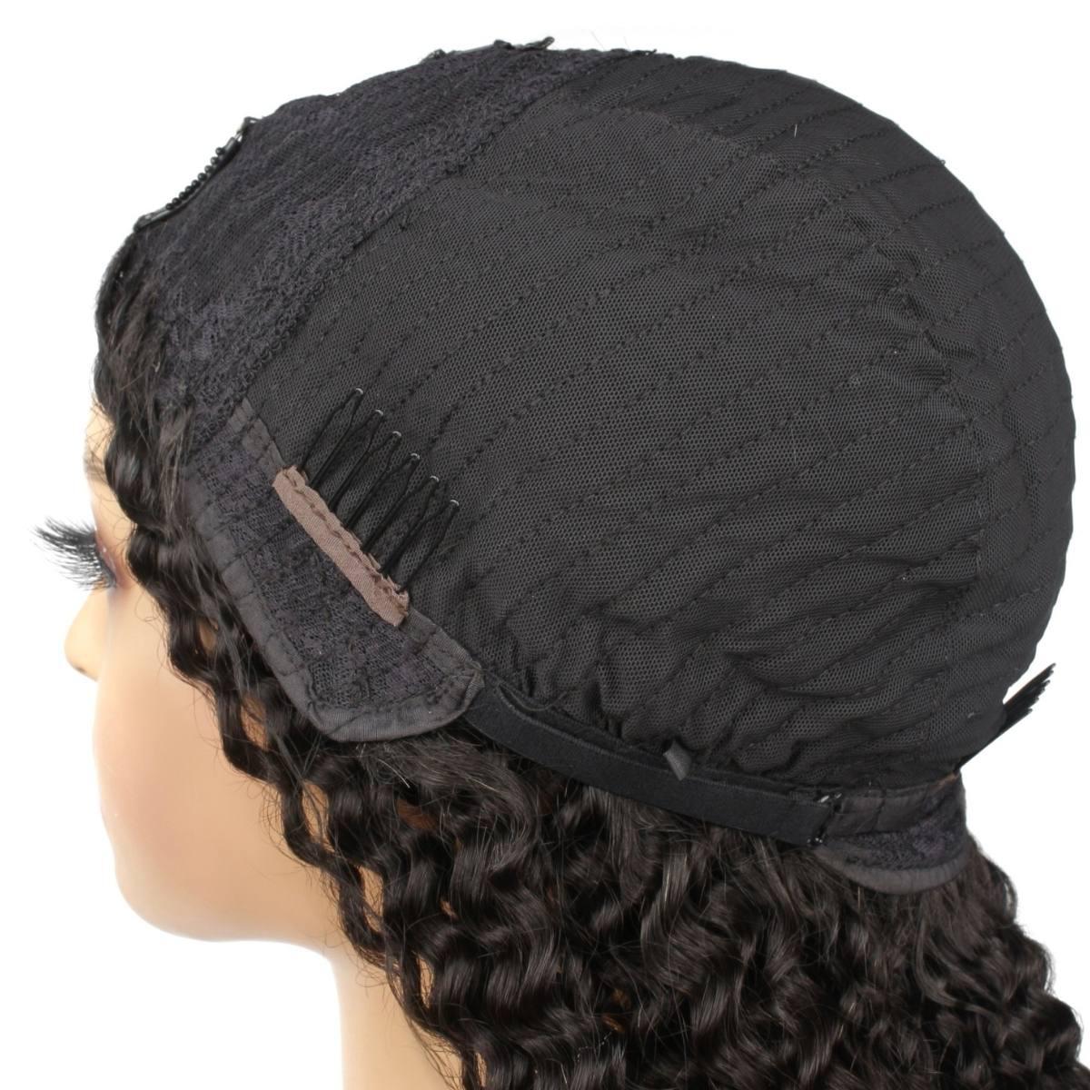 Jerry Curl V Part 100% Human Hair Wig - Natural Black Wavy Lace Front Wig for Women | Perfect for Daily Wear, Cosplay & Special Occasions