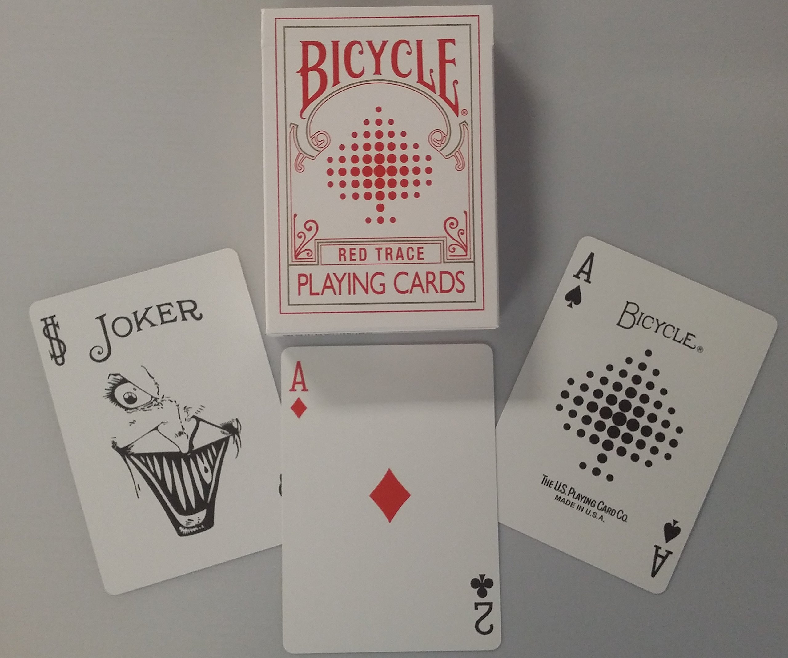 Premium Bicycle Red Trace Deck Playing Cards - 52 Standard Poker Cards for Magic Tricks, Cardistry, and Casino Games | Ideal for Professional Magicians, Card Players, and Collectors