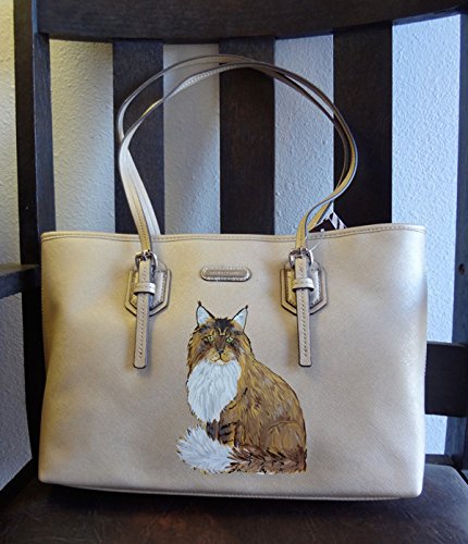 Hand Painted Maine Coon Cat Purse - Unique Wearable Art Tote Bag for Women | Perfect for Casual Outings, Shopping & Cat Lovers Gifts
