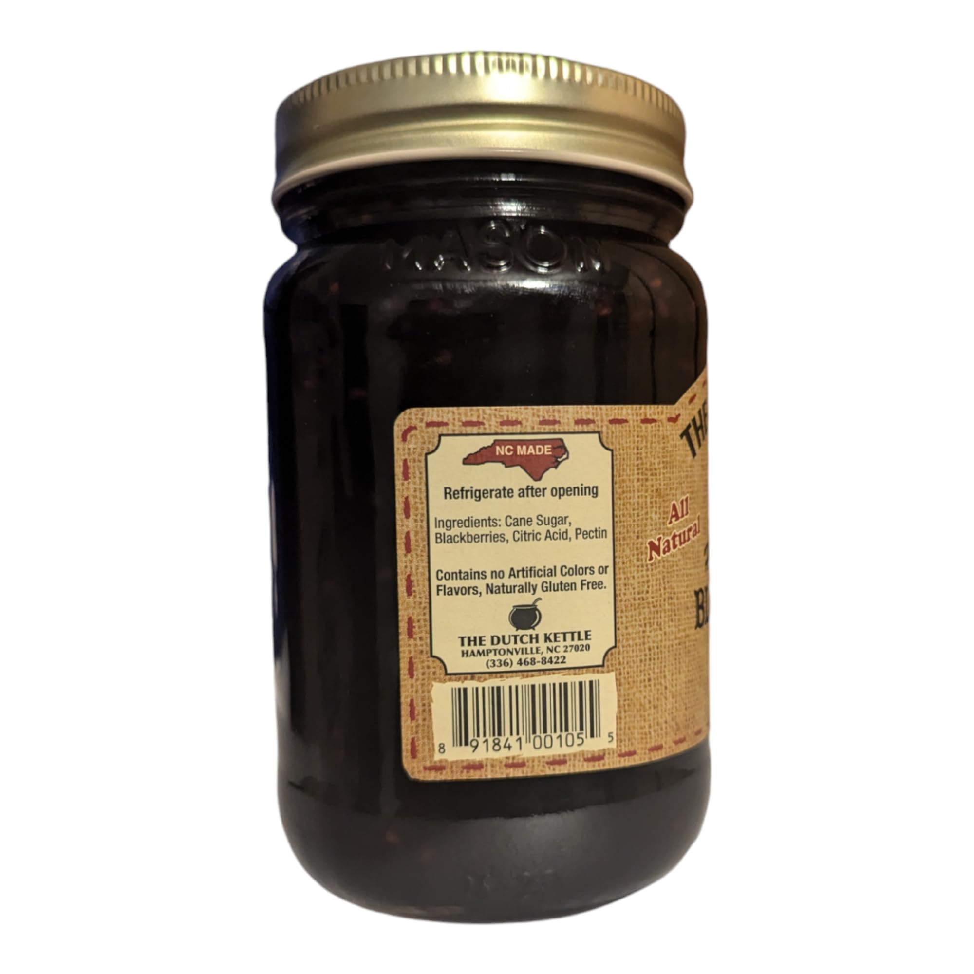Premium Dutch Kettle Amish Homemade Blackberry Jam - 18 oz Jar - All Natural, Non-GMO, No Preservatives - Perfect for Toast, Pancakes & Gift Giving
