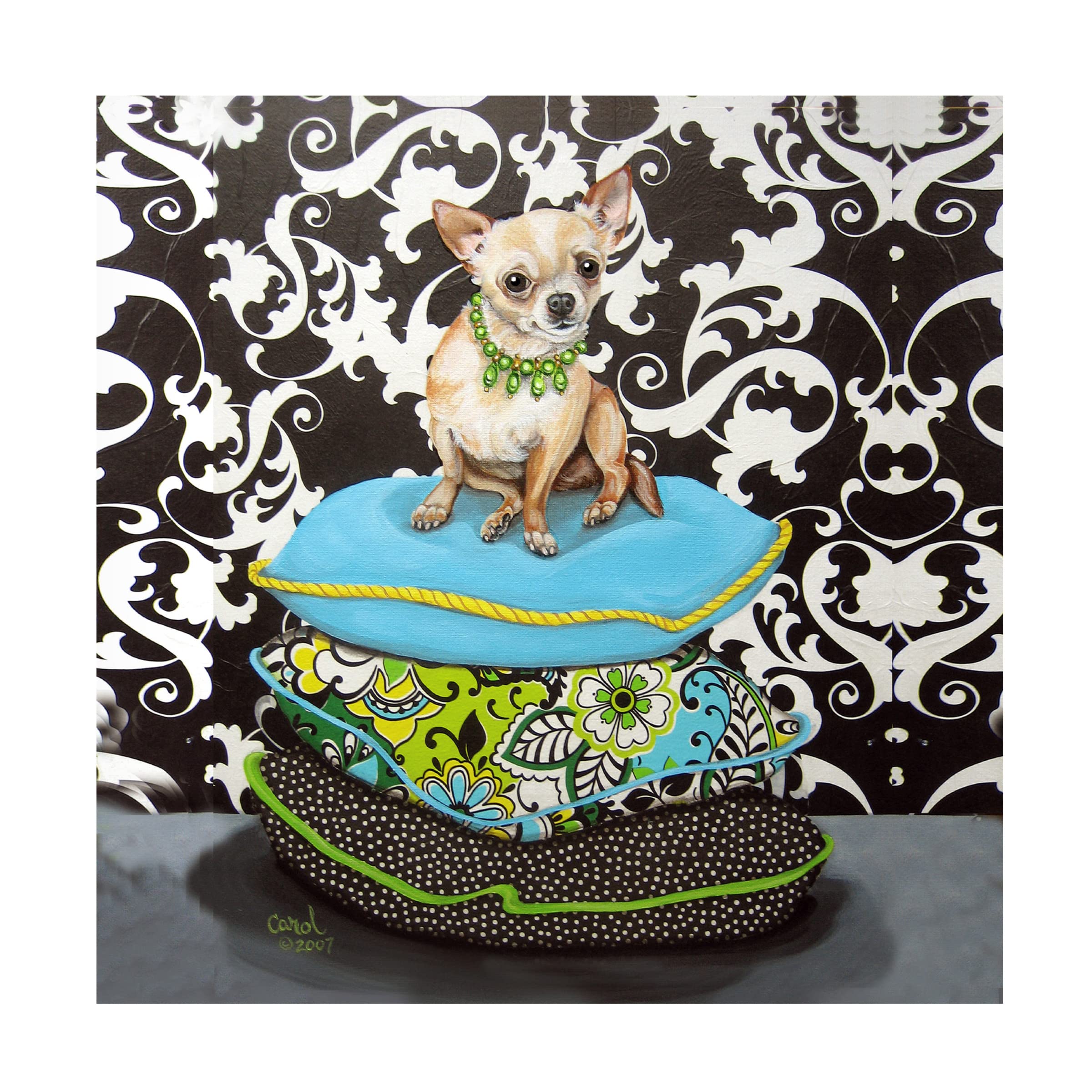 Trademark Fine Art 'Chihuahua Pillows I' Canvas Wall Art by Carol Dillon - Perfect for Living Room, Bedroom, and Office Decor