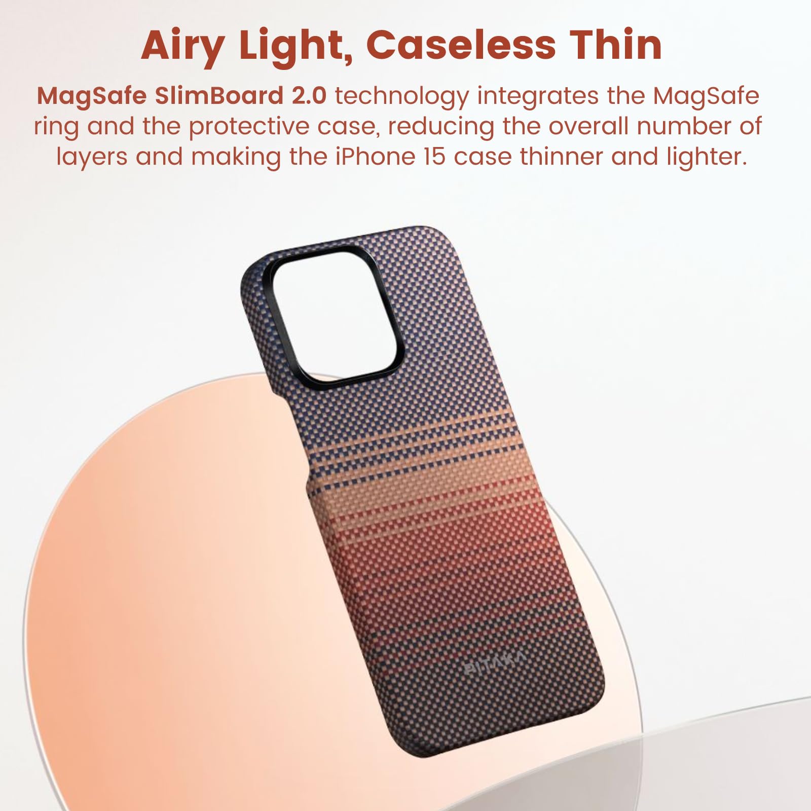 Pitaka MagEZ Case 5 for iPhone 15 Pro Max - Ultra Slim 1500D Aramid Fiber Case with MagSafe Compatibility | 6.7 Inch Protective Cover with Caseless Feel | Sunset Color | Perfect for Work, Travel & Everyday Use
