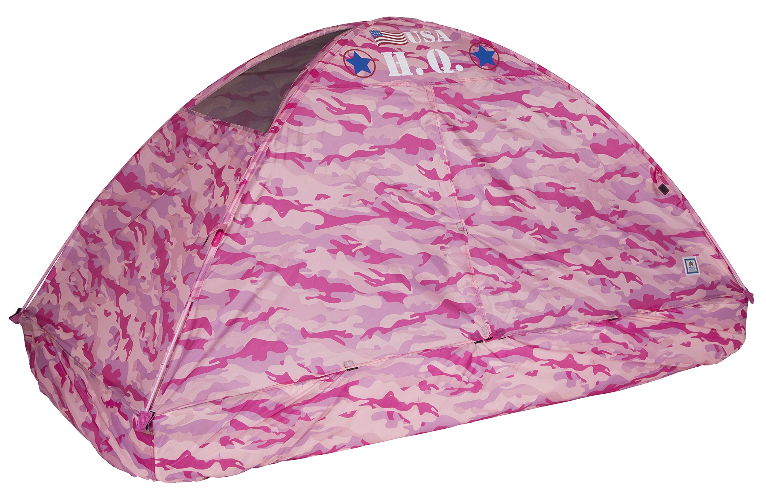 Pacific Play Tents 19781 Kids Pink Camo Bed Tent Playhouse - Twin Size Indoor Play Tent for Girls, Fun Sleepover Fort & Reading Nook for Children's Bedroom