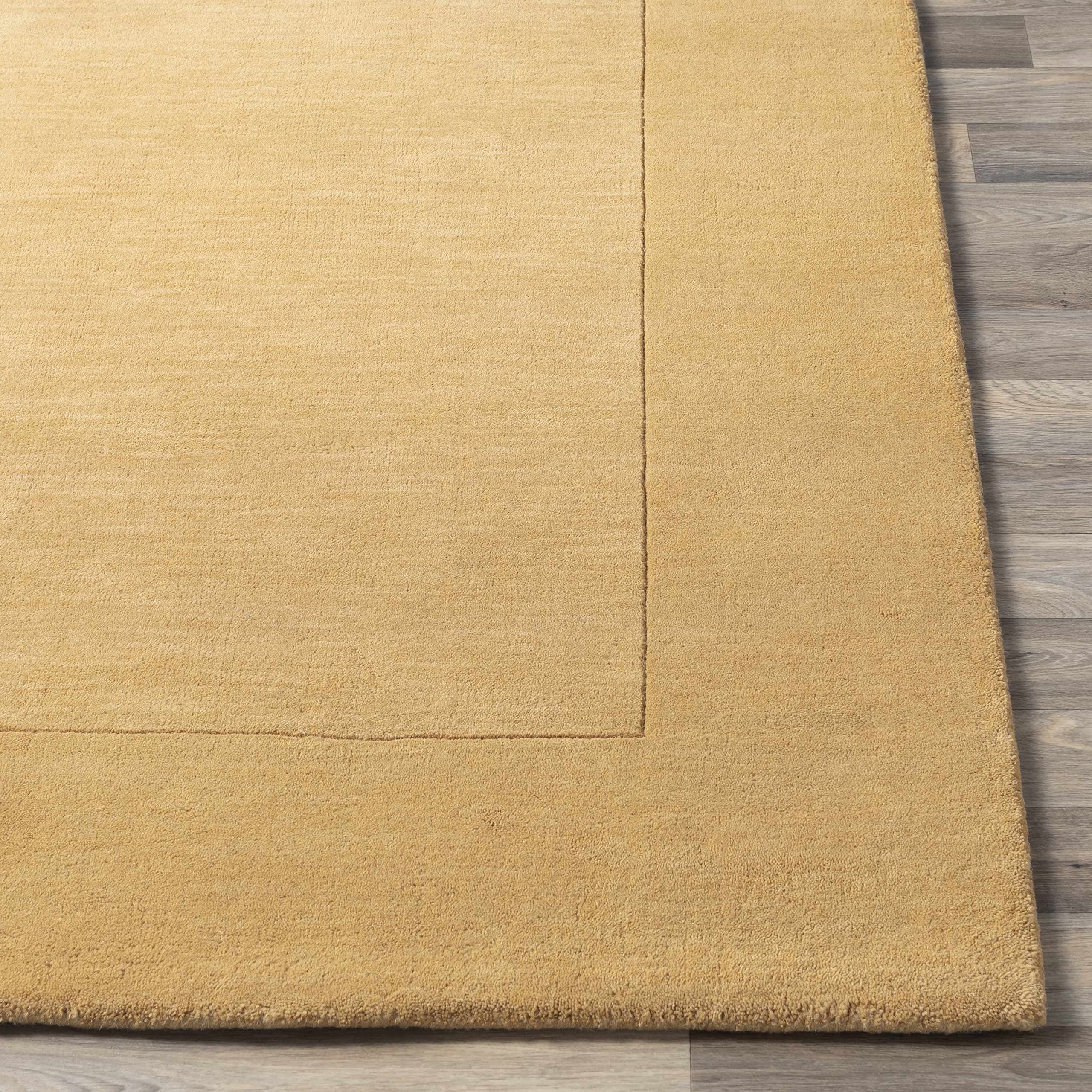 Hauteloom Hampden Wool Area Rug - 8' x 11' Brown Solid & Border Design - Soft & Durable for Living Room, Bedroom, Office - Perfect for Home Decor & Cozy Spaces