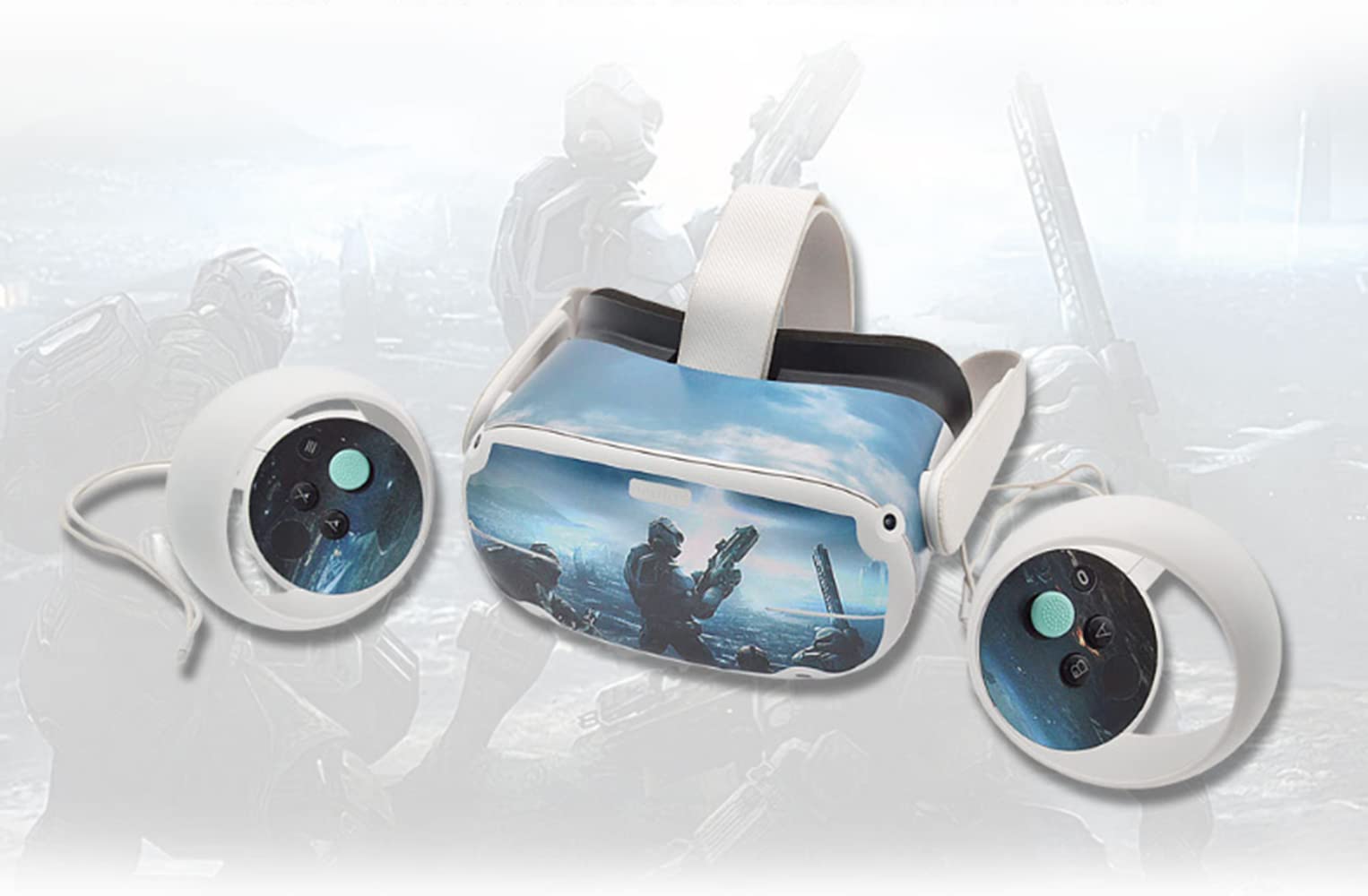 Oculus Quest 2 VR Controller Skins & Headset Decals - Protective Vinyl Stickers for Virtual Reality Gaming Accessories (Future Warrior Design) - Perfect for VR Gaming, Streaming & Home Entertainment
