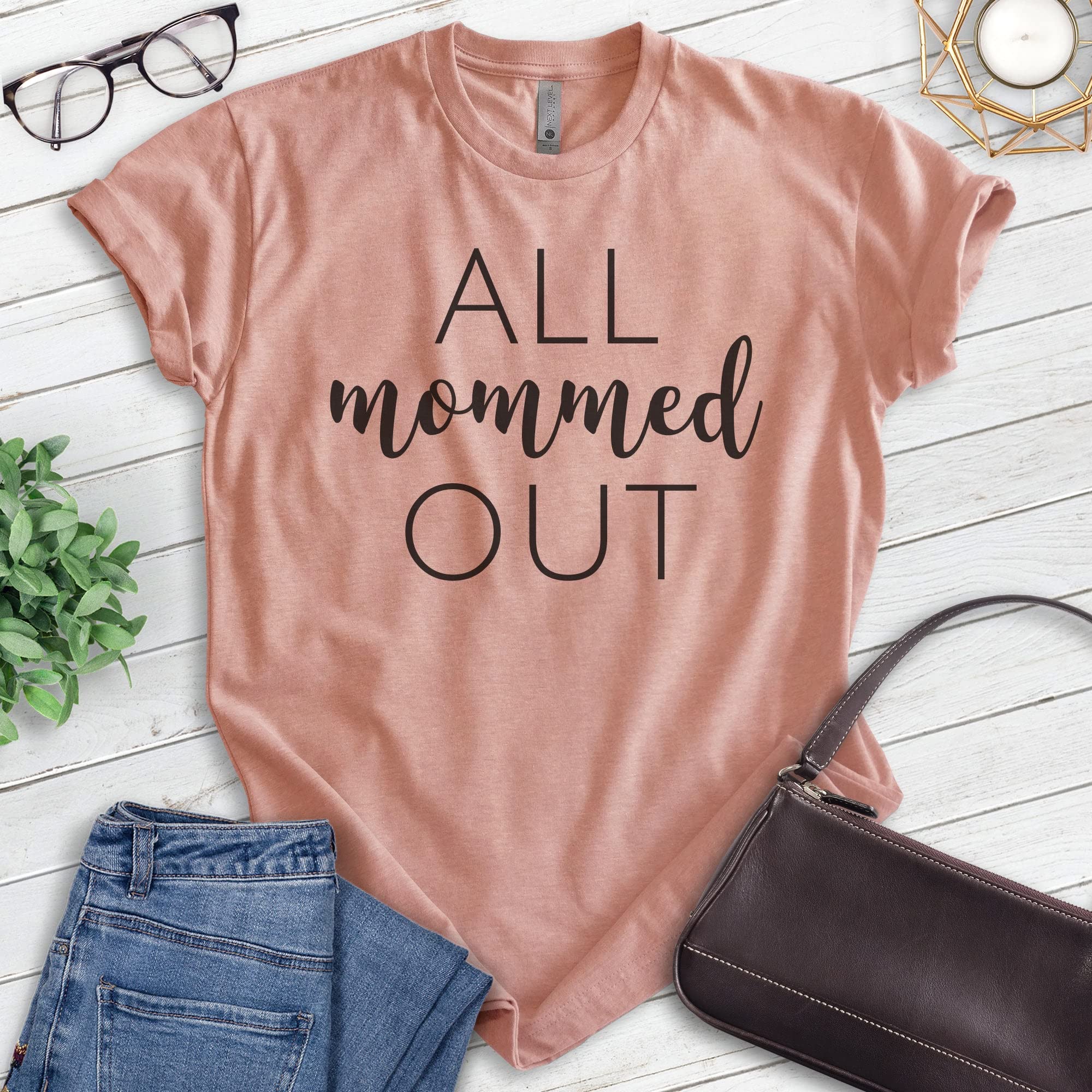 EVERTREE CLOTHING All Mommed Out T-Shirt - Funny Sarcastic Mom Shirt for Women & Men - Comfortable Unisex Mother's Day Gift - Perfect for Parenting Humor, Playdates & Relaxing at Home