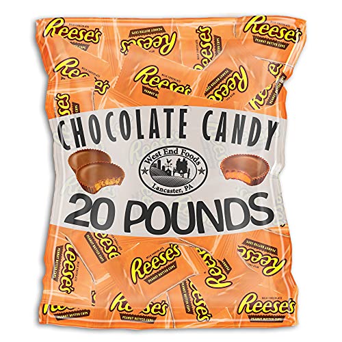 West End Foods Bulk Milk Chocolate & Peanut Butter Cups - Individually Wrapped Snack Size (20 lbs) - Perfect for Office Snacks, Party Favors & Vending Machines