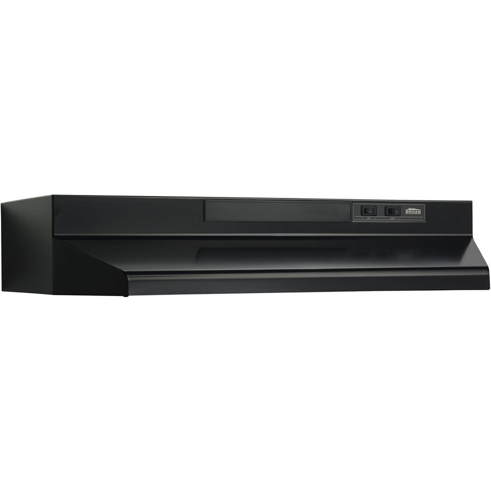 Broan F40000 Series 30-Inch Under Cabinet Range Hood with Built-In Light - Black (F403023) | Powerful Kitchen Ventilation for Smoke & Odor Removal