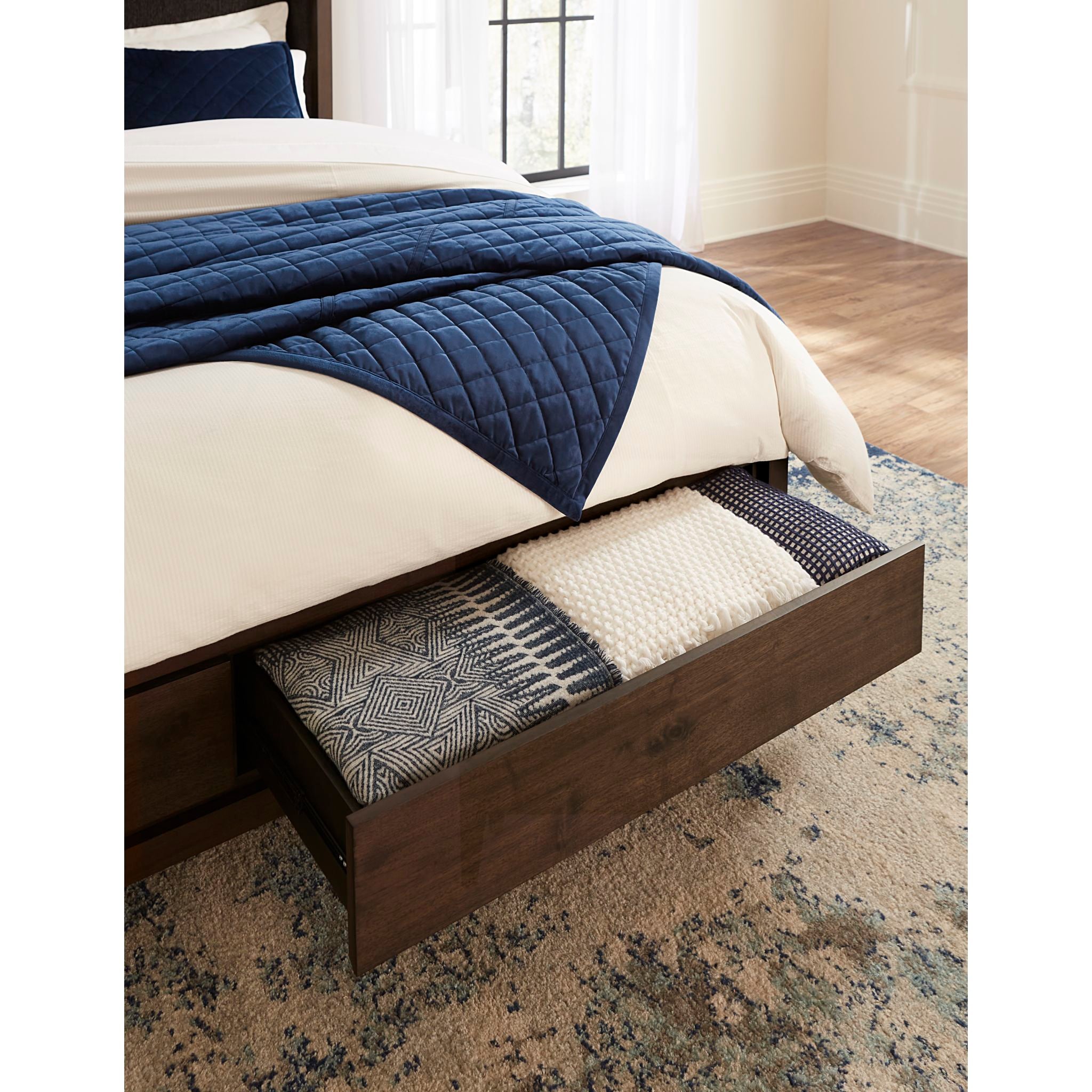Boracay Platform Bed Frame - Wild Oats Brown Finish - Modern Minimalist Wooden Bed for Master Bedroom, Guest Room & Small Spaces