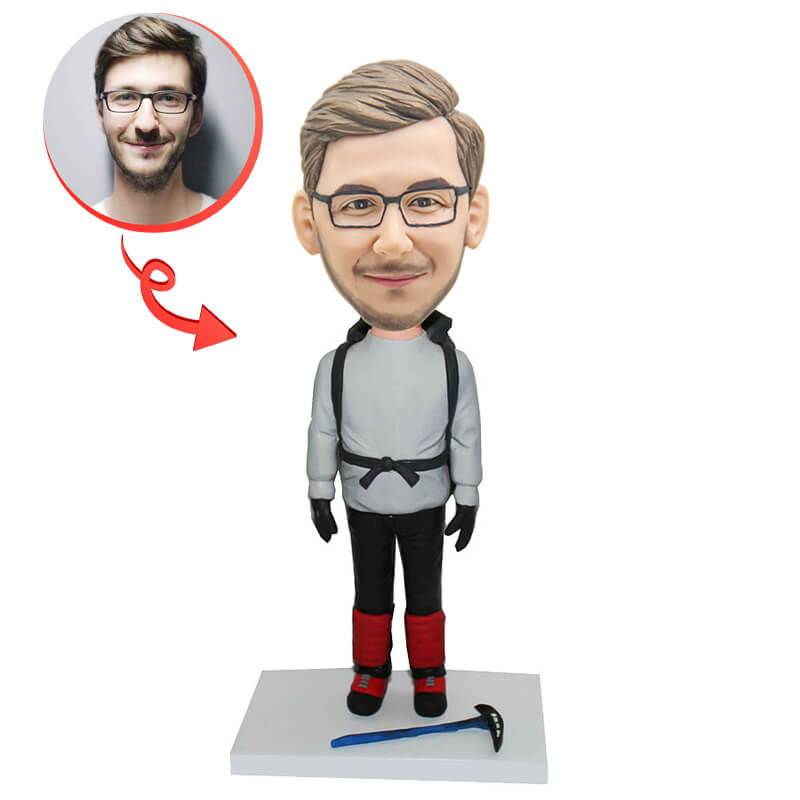Custom Mountain Climber with Axe Bobblehead - Unique Collectible Figurine for Office Desk, Car Dashboard & Home Decor | Perfect Gift for Outdoor Enthusiasts & Adventure Lovers