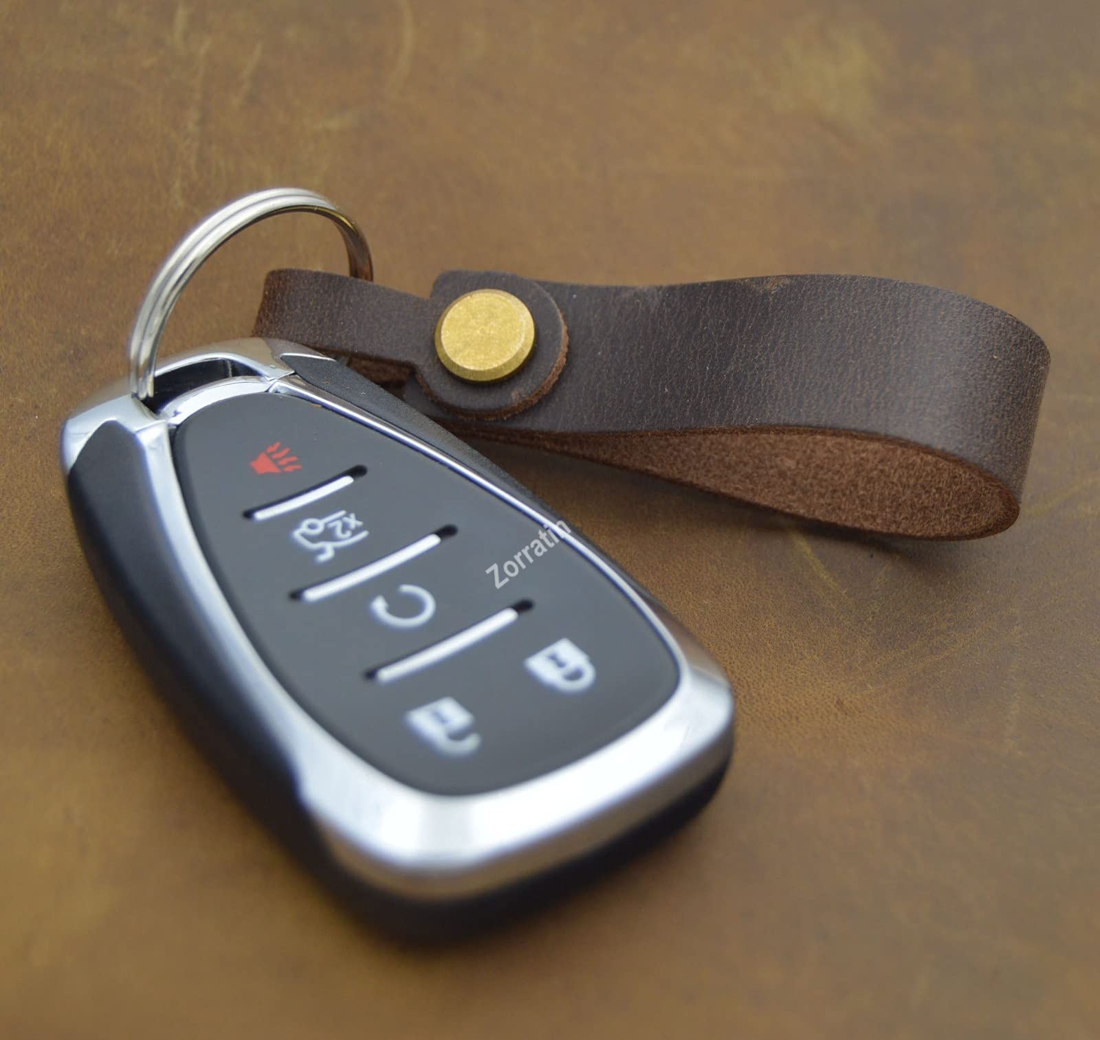 Vintage Crazy House Leather Keychain - Handmade Genuine Leather Key Ring for Men & Women - Perfect for Gifts, Travel, and Everyday Use
