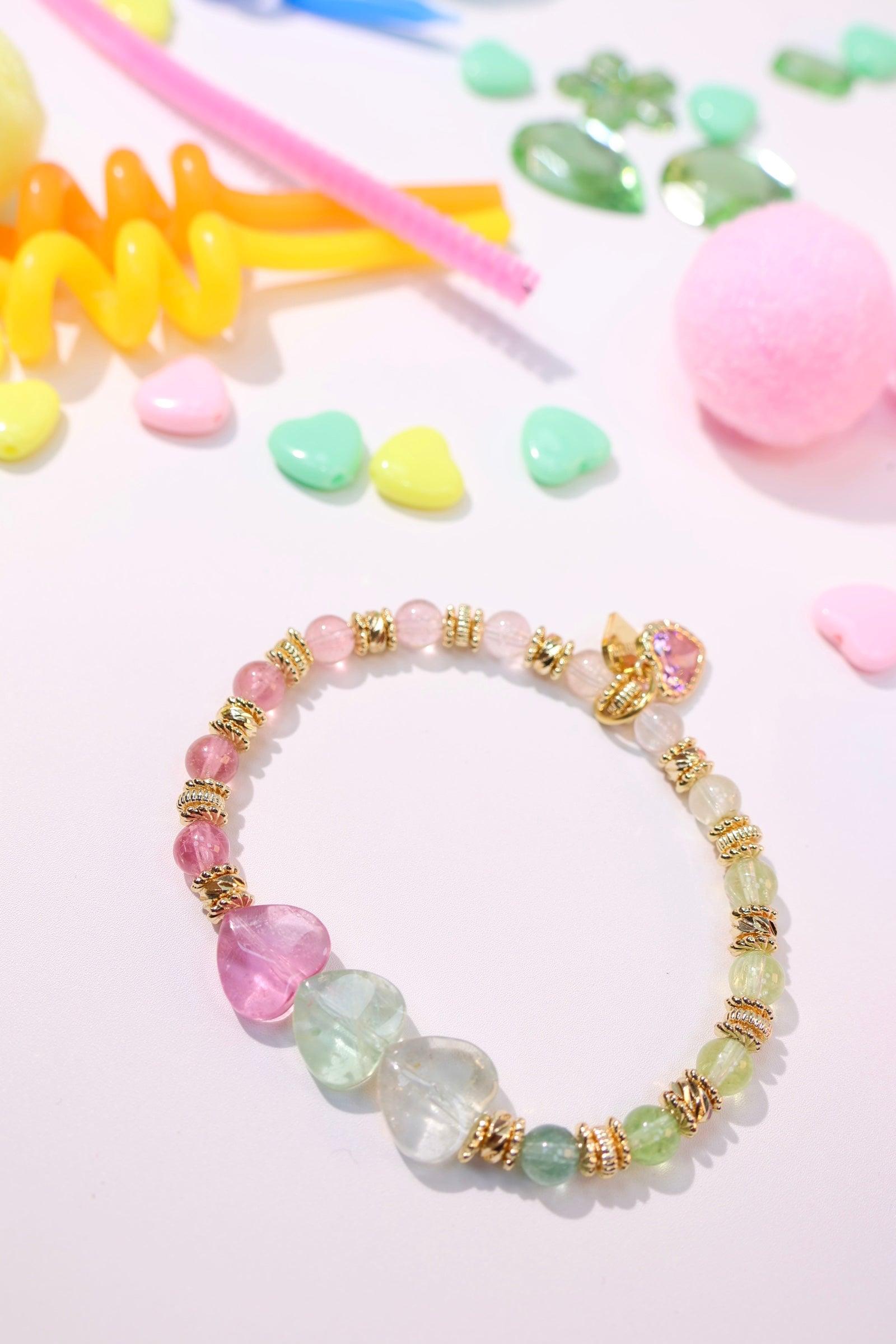 Gradient Heart Candy #02 Adjustable Charm Bracelet for Women - Trendy Fashion Jewelry Gift for Valentine's Day, Anniversary & Everyday Wear