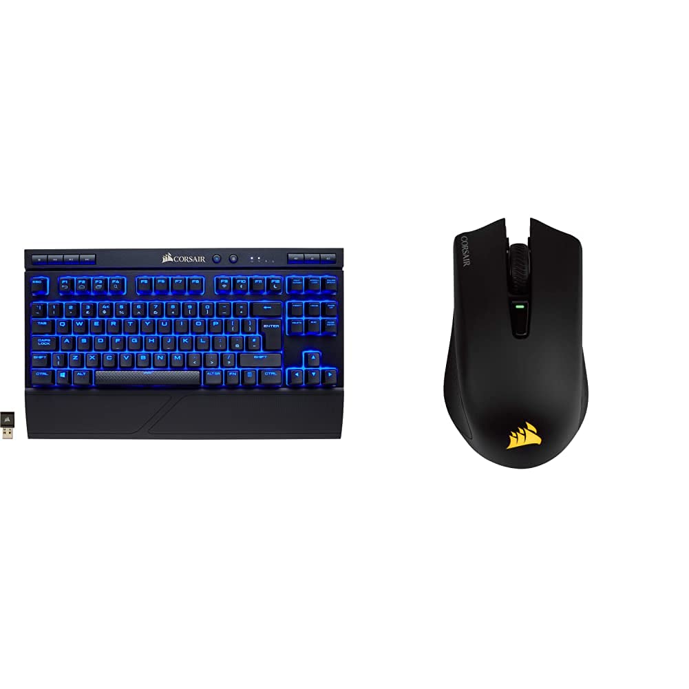Corsair K63 Wireless Mechanical Gaming Keyboard - Black & Harpoon Wireless RGB Rechargeable Gaming Mouse with Slipstream Technology (10000 DPI) | Perfect for PC Gaming, Streaming & Esports | Fast Wireless Connectivity & RGB Lighting for Ultimate Gaming Setup