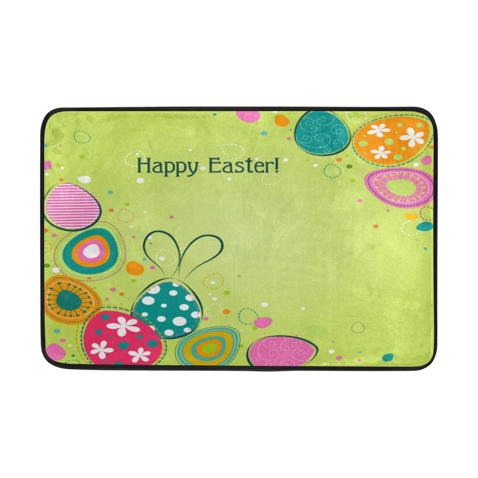Non-Slip Easter Doormat - Waterproof Bathroom Rug with Bunny & Egg Design, 15.7x23.6 Inch - Perfect for Front Porch, Kitchen, Farmhouse Entryway & Spring Home Decor