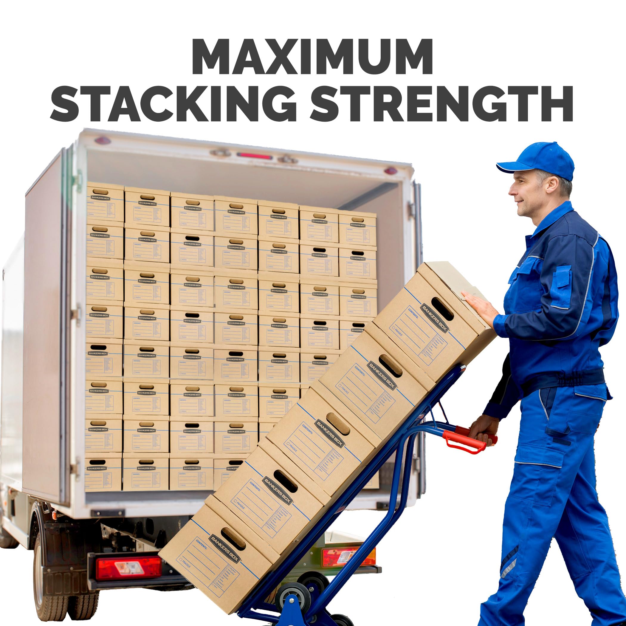 Bankers Box Small Classic Moving Box 10 Pack - Reinforced Handles, Tape-Free Assembly, 15x12x10 Inches with Lid (7714901) - Perfect for Home Office Storage, Moving Supplies & Document Organization