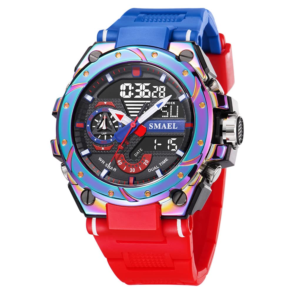 AIMES Men's Military Tactical Watch - Waterproof Analog Digital Sports Watch with Date, LED Alarm & Stopwatch - Perfect for Outdoor Activities, Hiking, Camping & Army Training