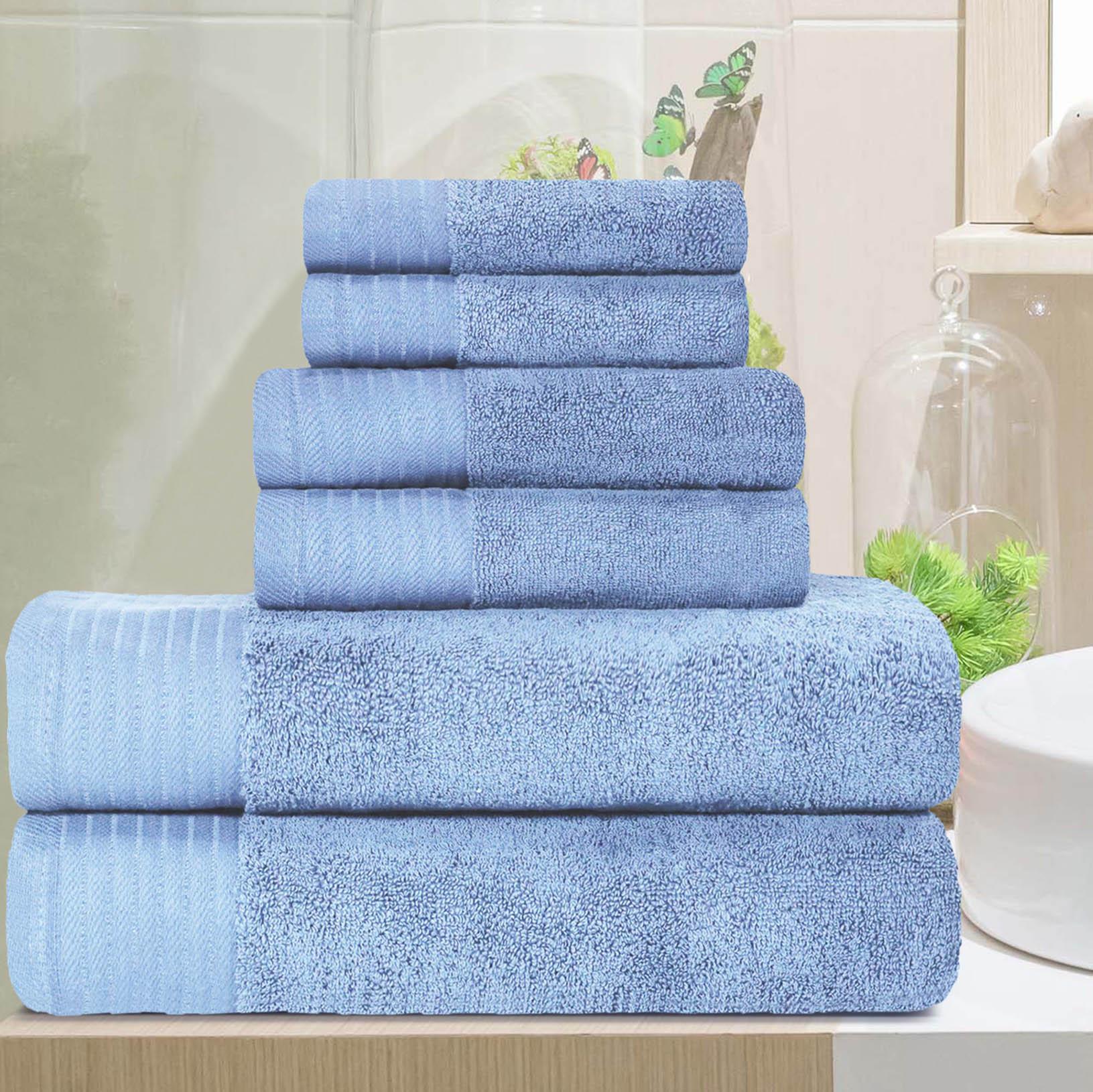 Premium 6-Piece Turkish Cotton Herringbone Bath Towel Set - Ultra Soft & Absorbent - Luxury Bath, Spa & Guest Towels for Home & Hotel Use