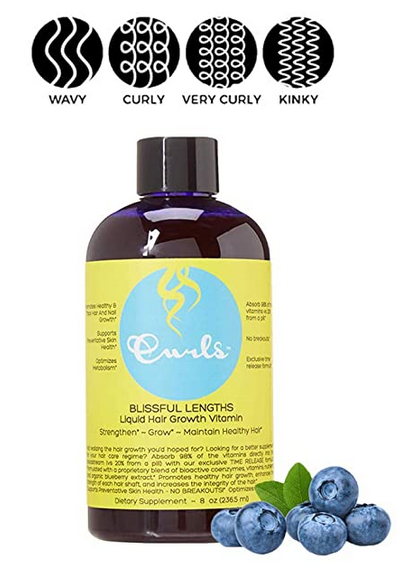 CURLS Hair Growth Liquid Vitamin - 8 oz for Thicker, Longer & Healthier Hair - Natural Hair Growth Serum for Women & Men - Use for Daily Scalp & Hair Care Routine