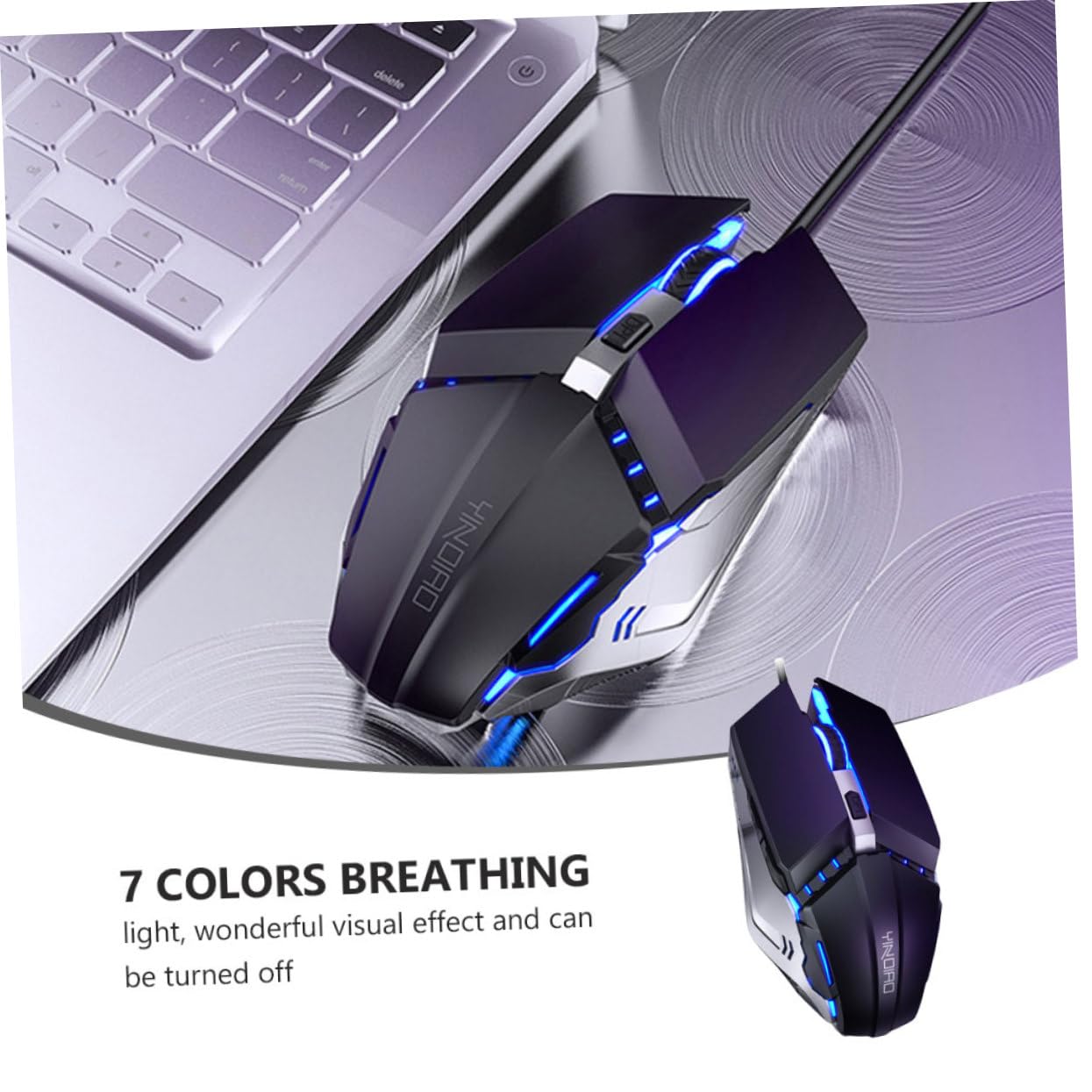 Homoyoyo 2-Pack USB Wired Silent Mouse - 6-Button Luminous Optical Mice for Laptop, PC, Office & Gaming - Ergonomic Computer Mouse for Work, Study & Home Use