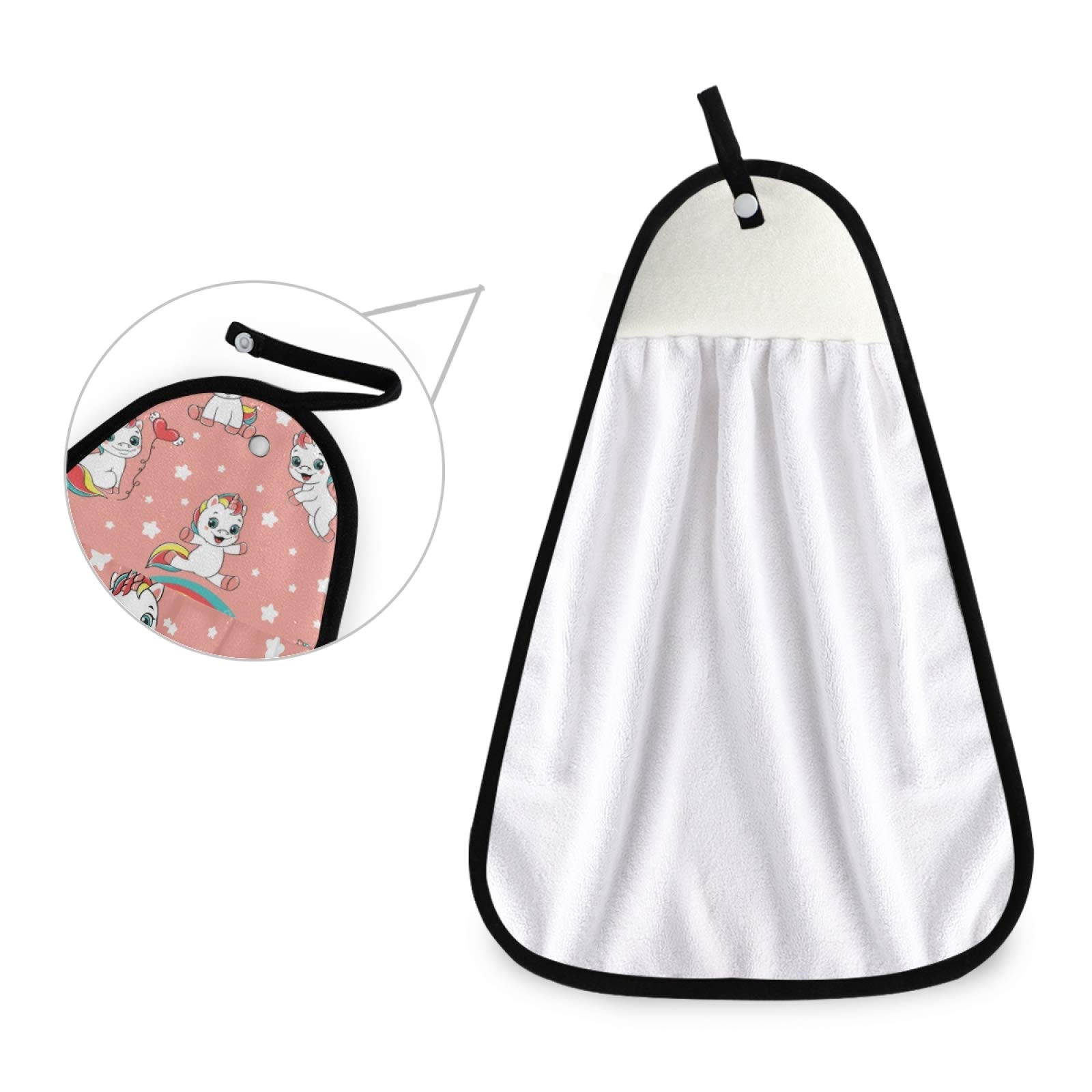 Cute Unicorn Star Hanging Hand Towel - Fade-Resistant Cotton Kitchen & Bath Towel with Loop - 12.2