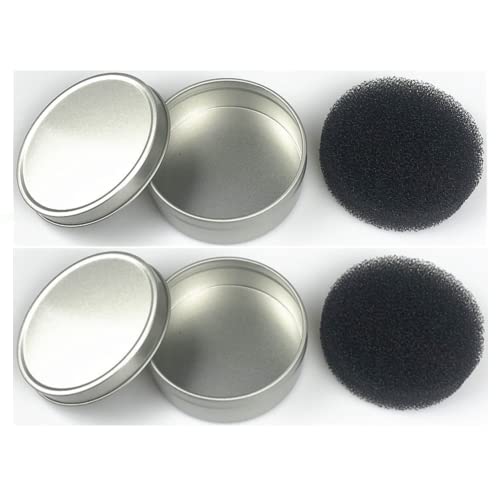 2 Pack Makeup Brush Cleaner Set with 2 Replacement Sponges - Quick Dry Waterless Brush Cleaning Sponge for Eyeshadow & Blush - Perfect for Professional Makeup Artists & Travel Touch-Ups
