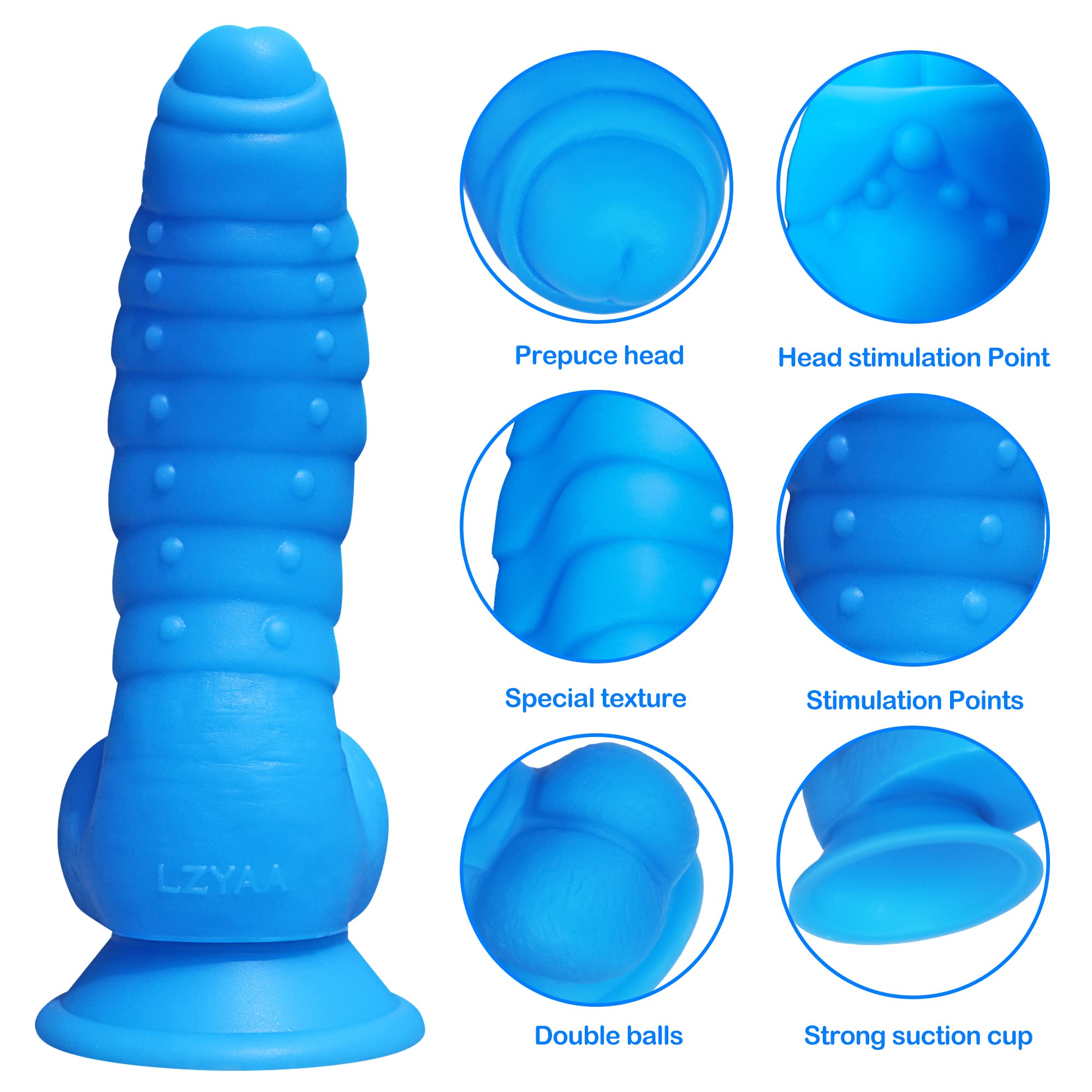 Premium Realistic Dildo - Odorless Liquid Silicone Adult Toy with Strong Suction Cup, 2 Balls for G-Spot Stimulation | Discreet Packaging (Blue) | Perfect for Solo Play, Couples Fun & BDSM Exploration