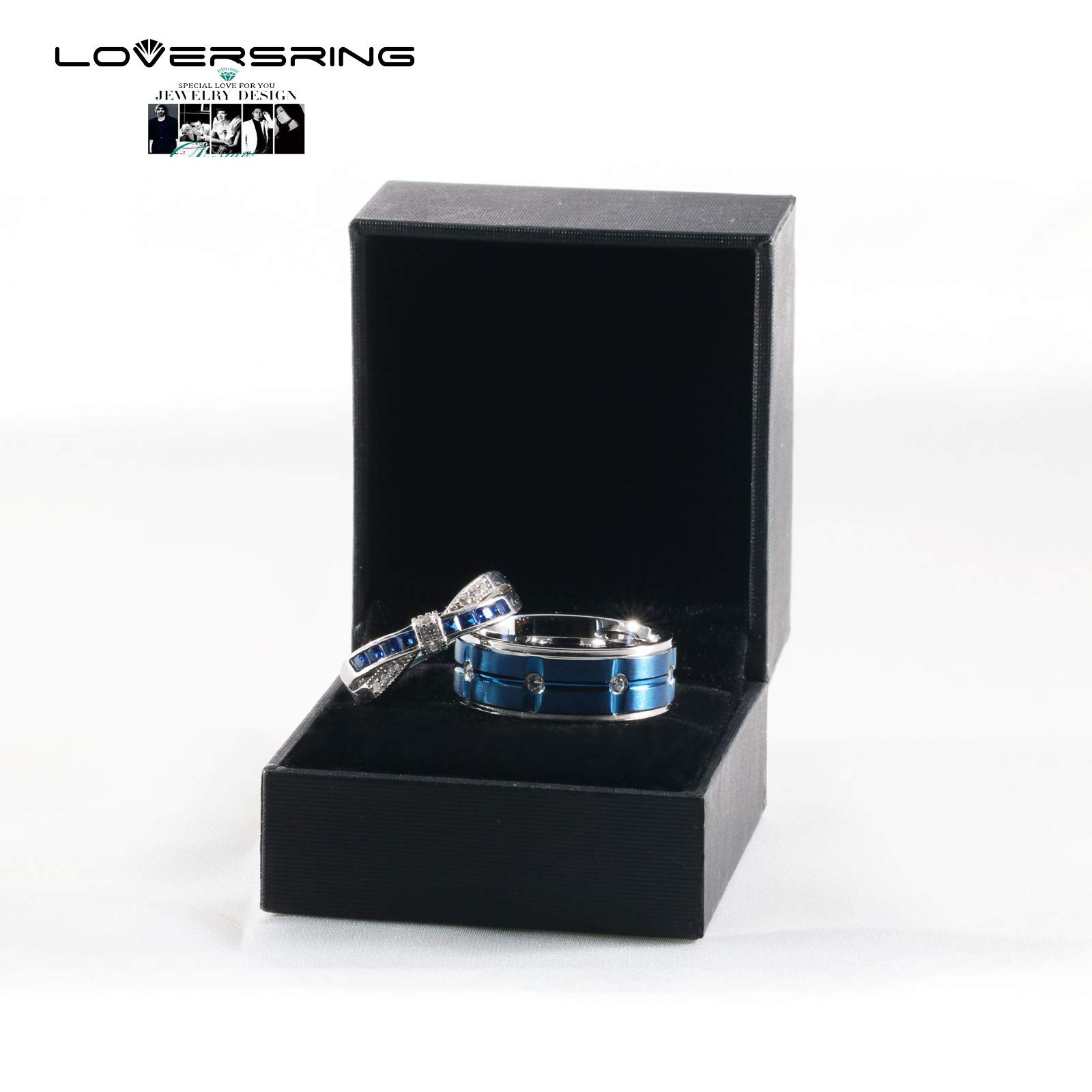 Adjustable Wedding Ring Sets for Couples - His & Hers Matching Promise Rings in 925 Sterling Silver & Titanium with CZ Stones | Perfect for Engagements, Anniversaries, and Bridal Jewelry Gifts