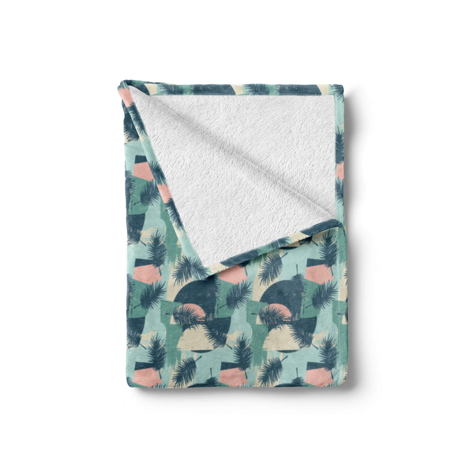 Ambesonne Tropical Throw Blanket - Soft Flannel Fleece Hawaiian Leaves Design, 50