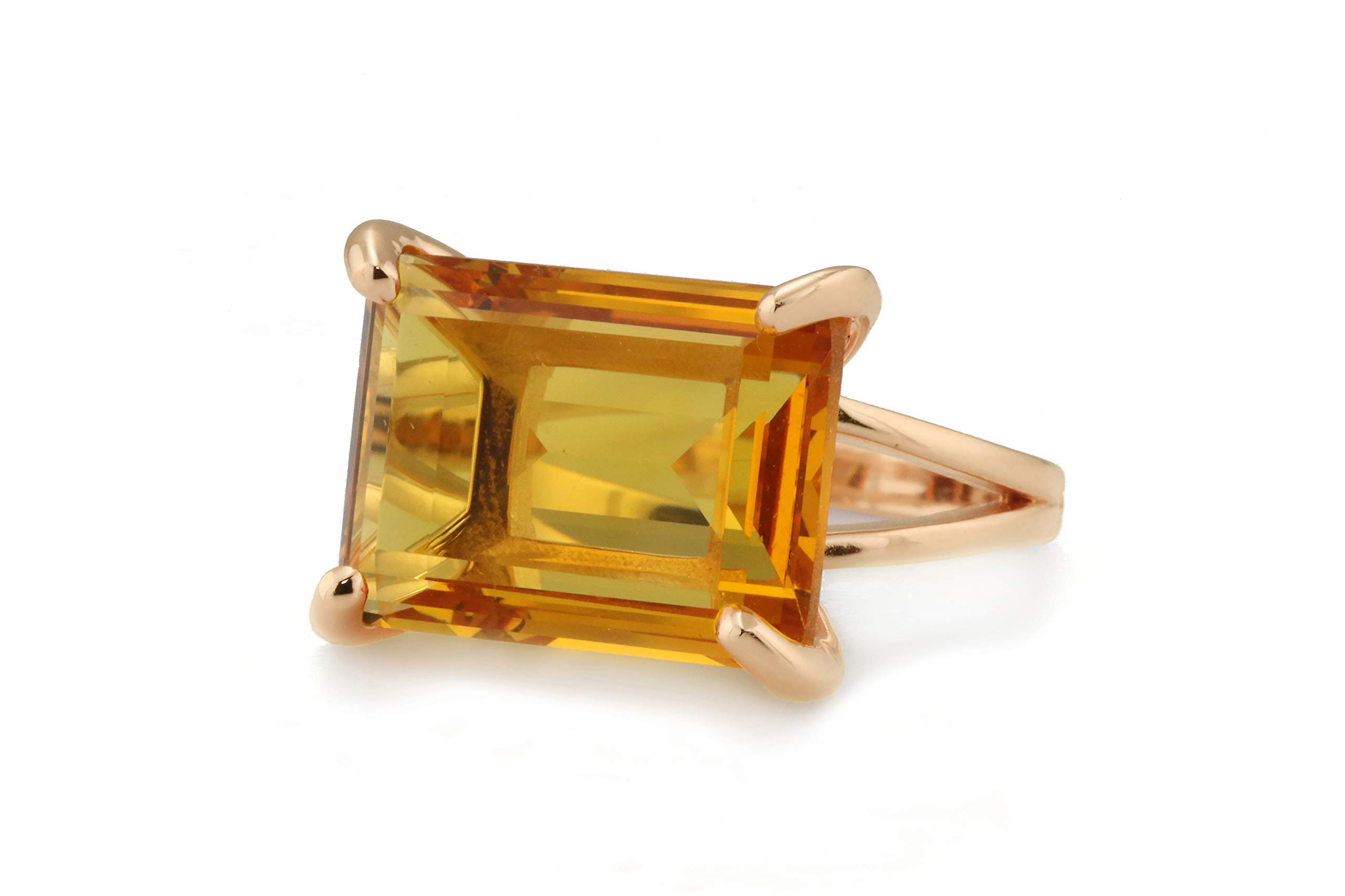 14K Rose Gold Citrine Cocktail Ring for Women - Customizable Statement Jewelry, November Birthstone Engagement Ring - Handmade Gemstone Jewelry with Luxury Gift Box | Perfect for Weddings, Anniversaries & Special Occasions