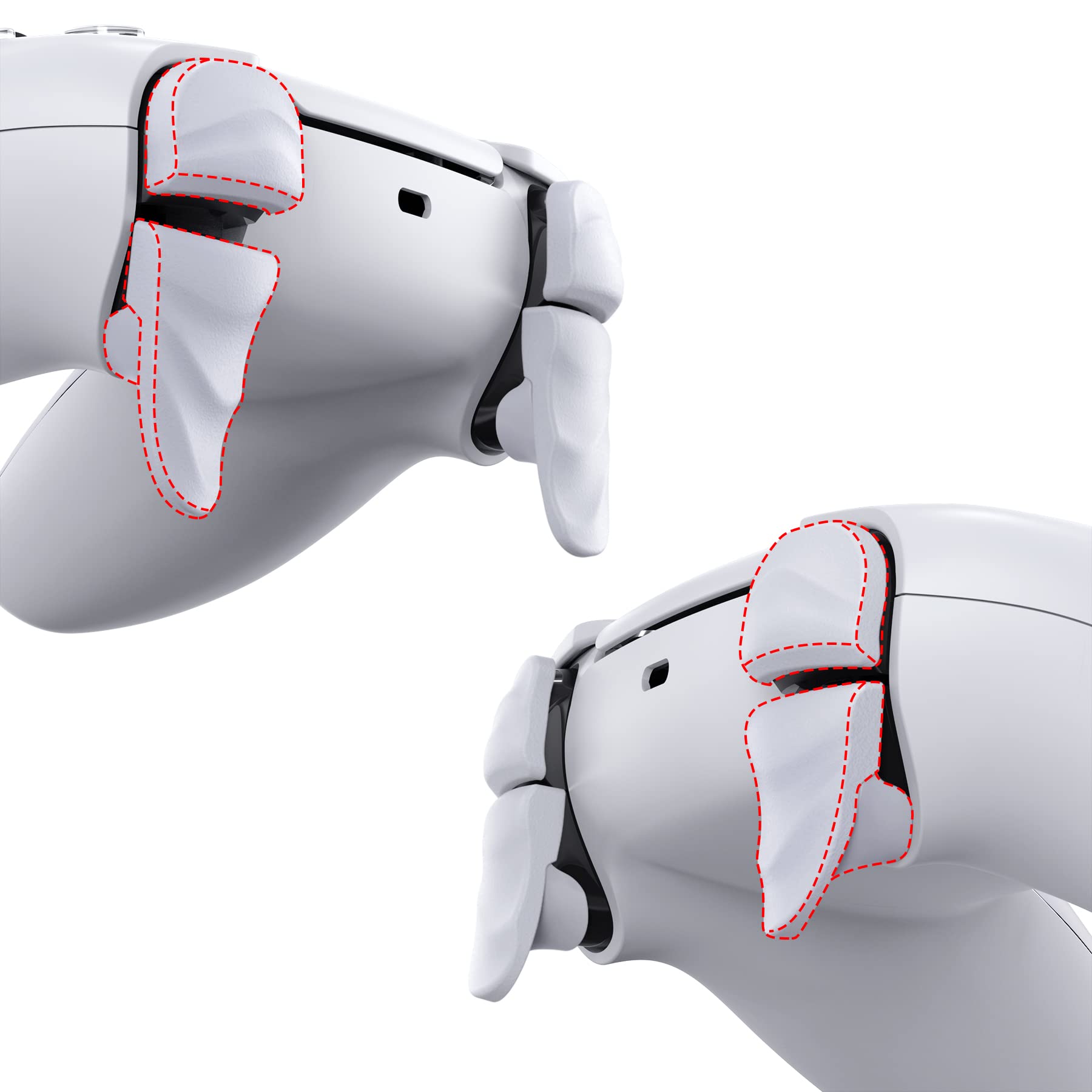 PlayVital DUNE Trigger Stops for PS5/Edge Controller - 2 Pairs of Long L1 L2 R1 R2 Bumper Extensions & Joystick Grips for PS Portal Remote Player (White) - Enhance Gaming Performance for FPS & Competitive Play