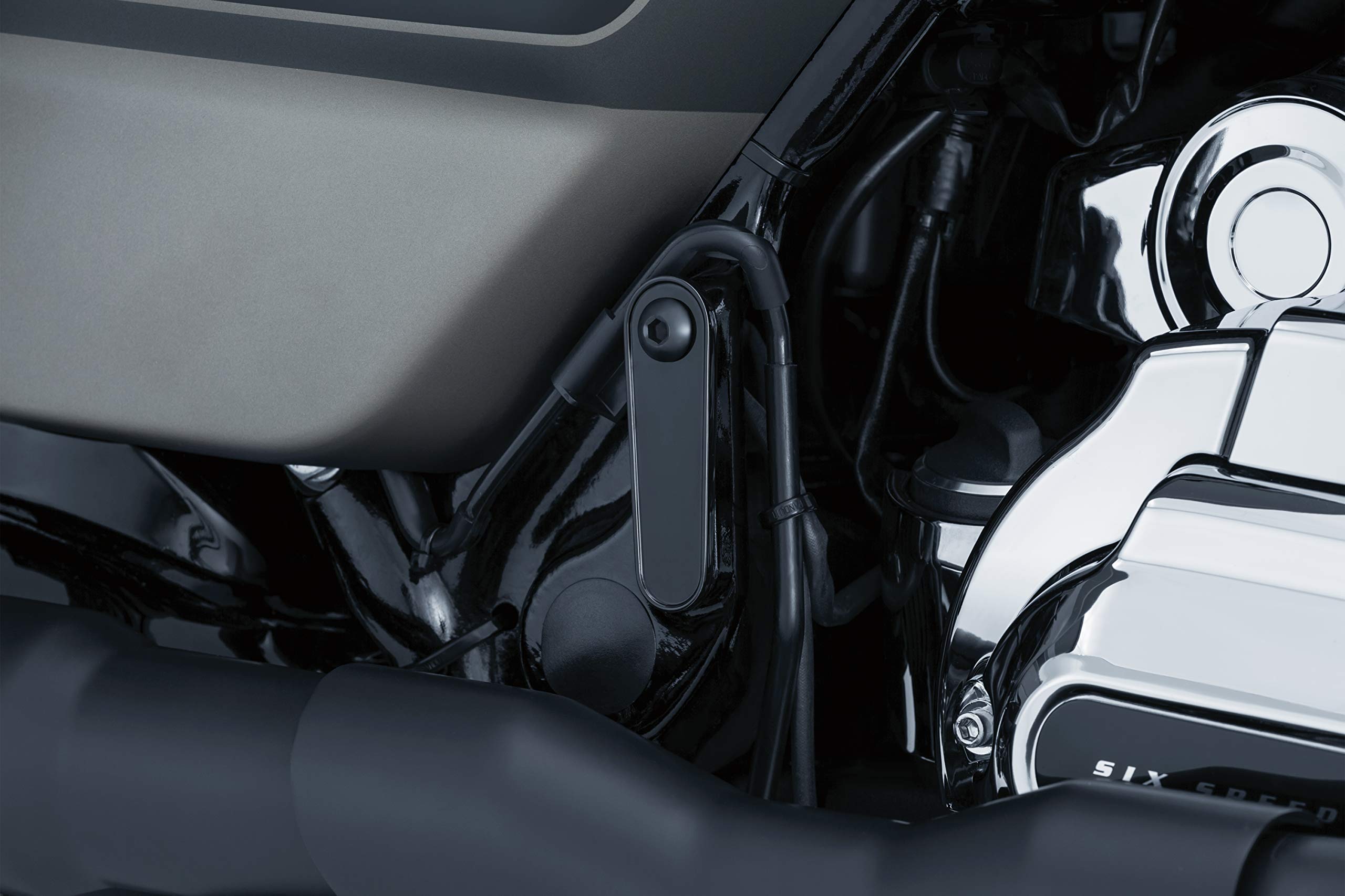 Kuryakyn 9397 Gloss Black Motorcycle Passenger Board Block Off Plates - Compatible with 1993-2019 Harley-Davidson Touring & Trike Models | Perfect for Custom Bike Builds, Chrome Delete & Aesthetic Upgrades