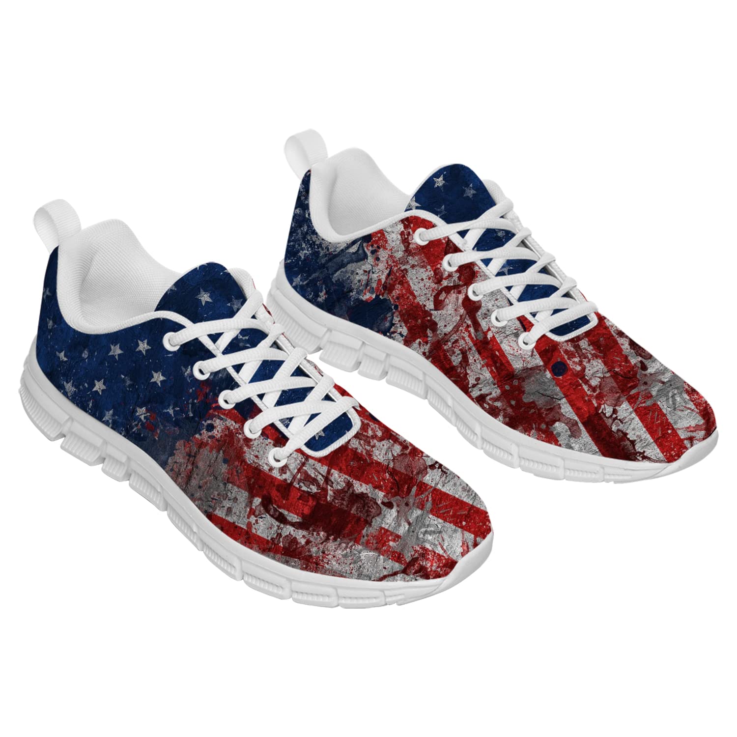 Patriotic American Flag Running Shoes - Lightweight Tennis & Walking Sneakers for Men & Women | Perfect 4th of July Gifts (Men's Size 6, Women's Size 8) | Ideal for Independence Day Celebrations, Casual Outings & Sports Activities