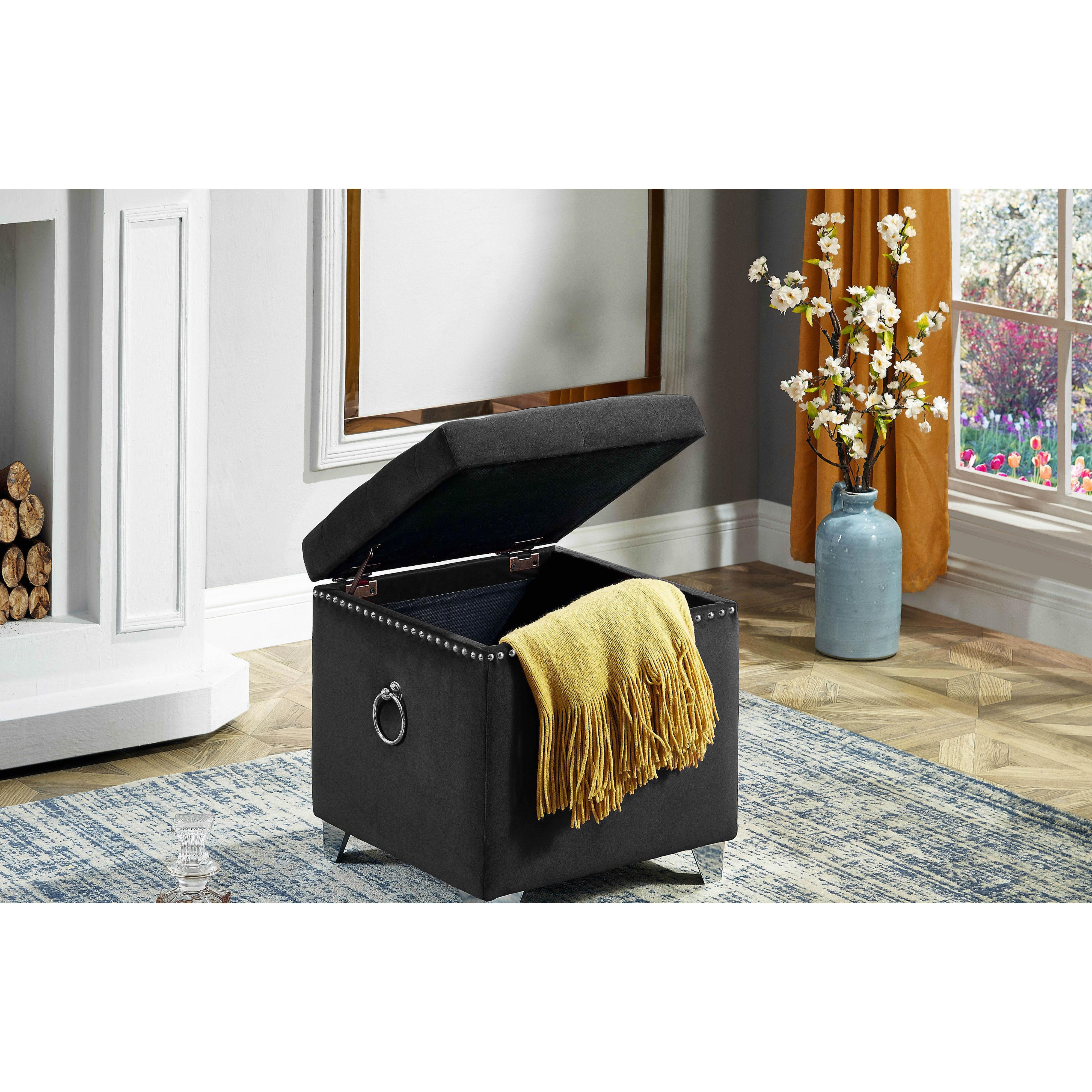 IFDC Fabric Storage Ottoman Pouf with Removable Cover, IF 6295 - Perfect for Living Room, Bedroom & Home Decor